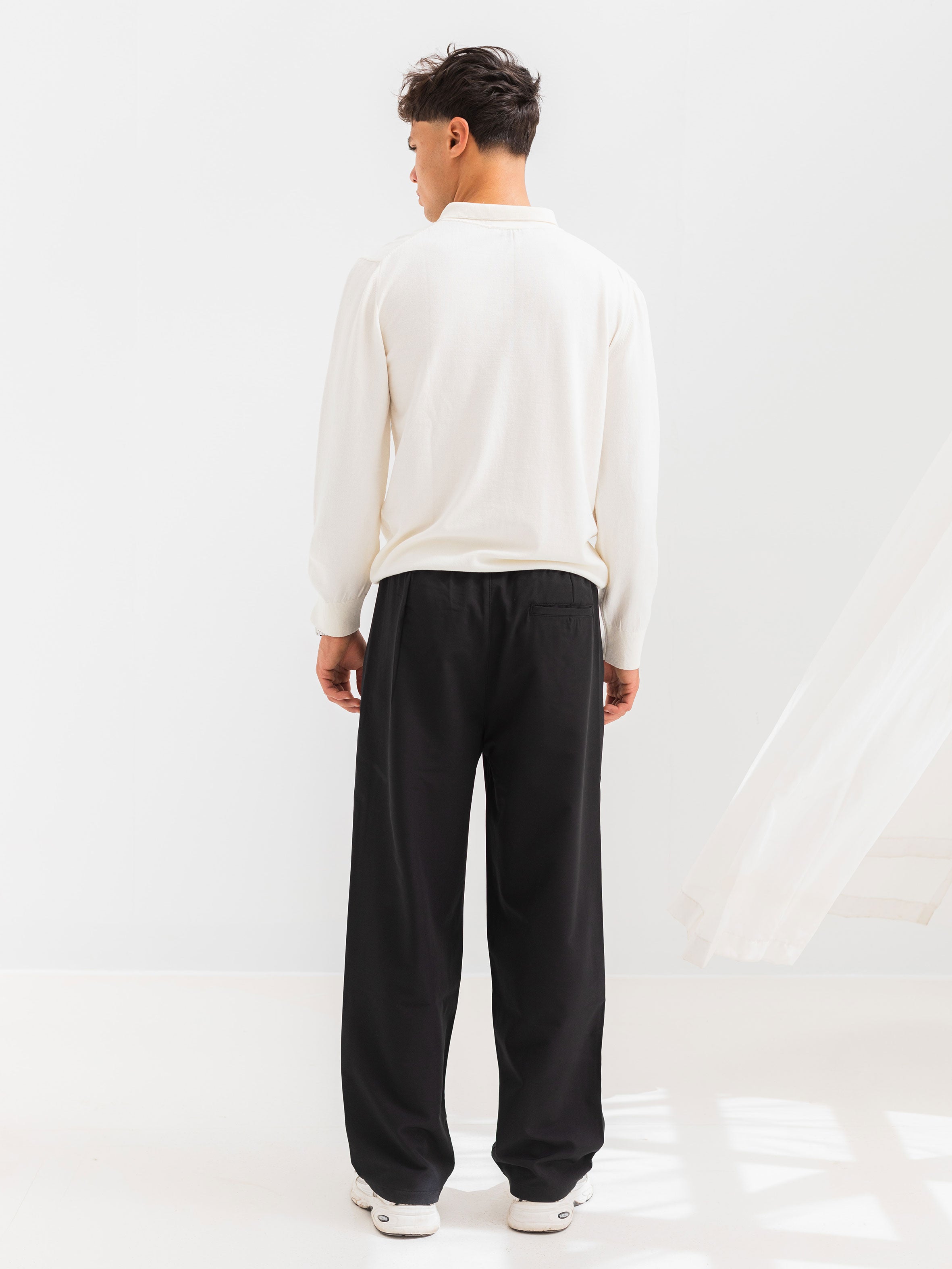 SOFT KNIT POLO SHIRT LONG SLEEVE - OFF-WHITE