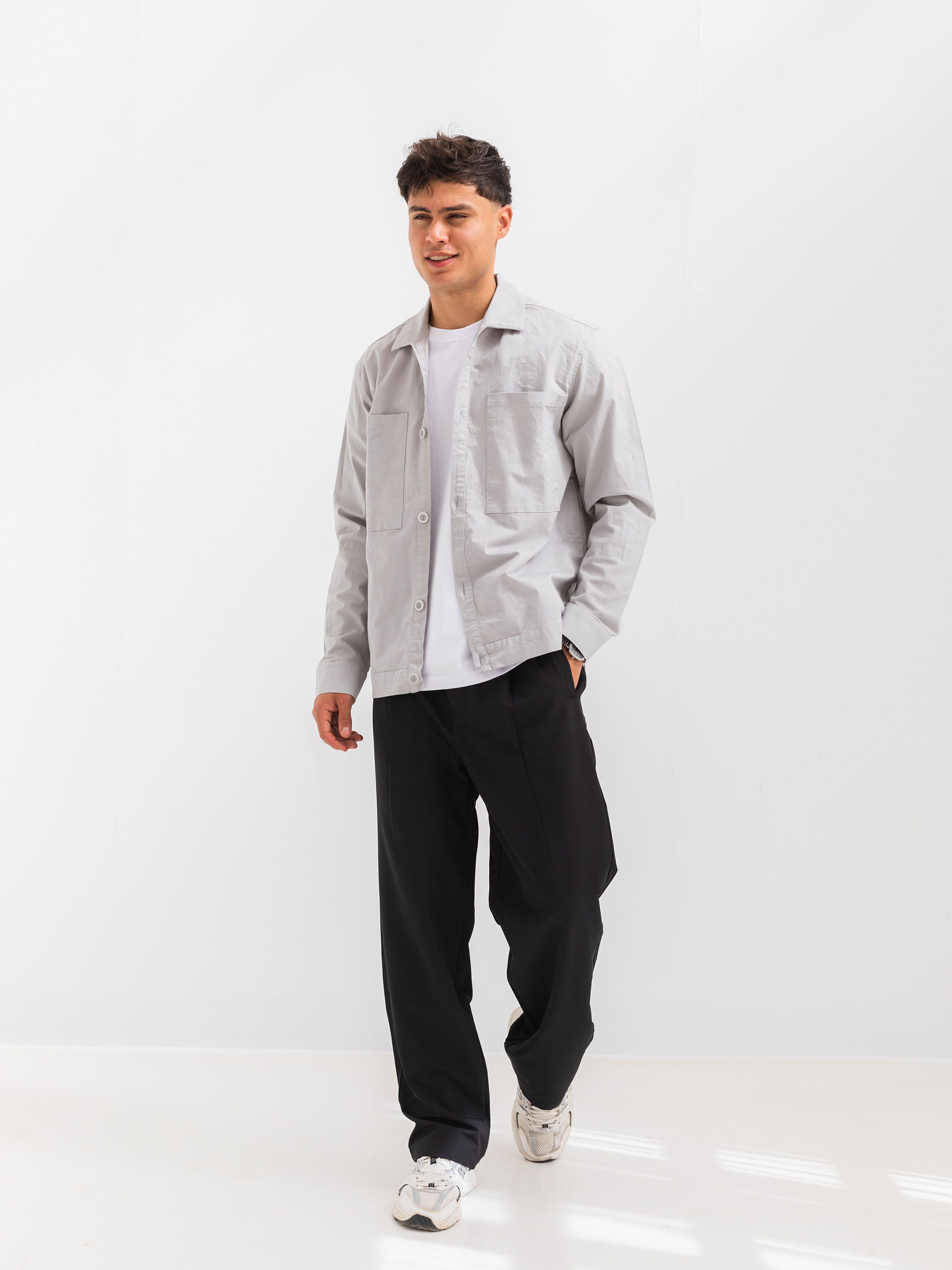 OVER SHIRT WITH 2 POCKET - Gray