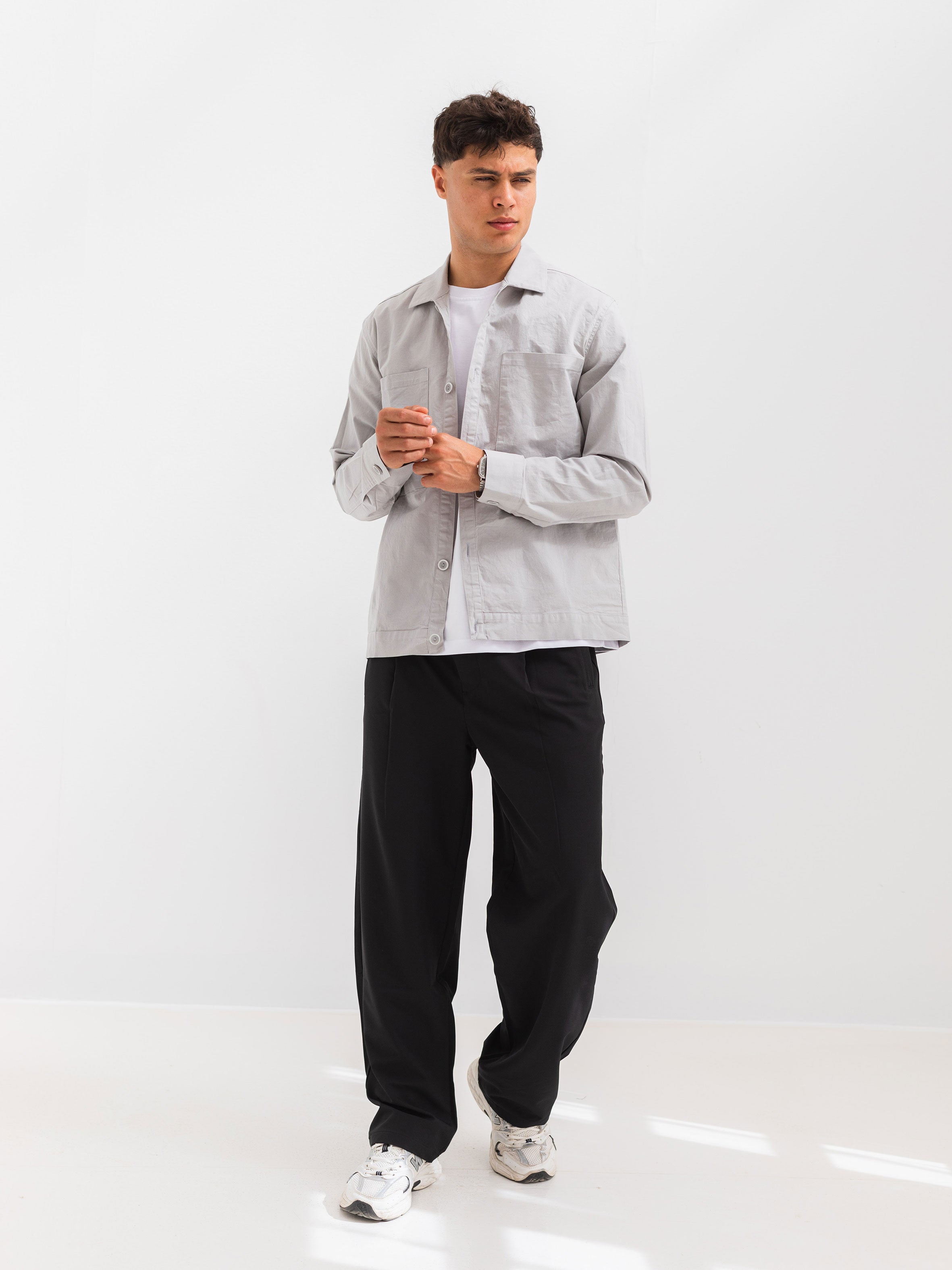 OVER SHIRT WITH 2 POCKET - Gray