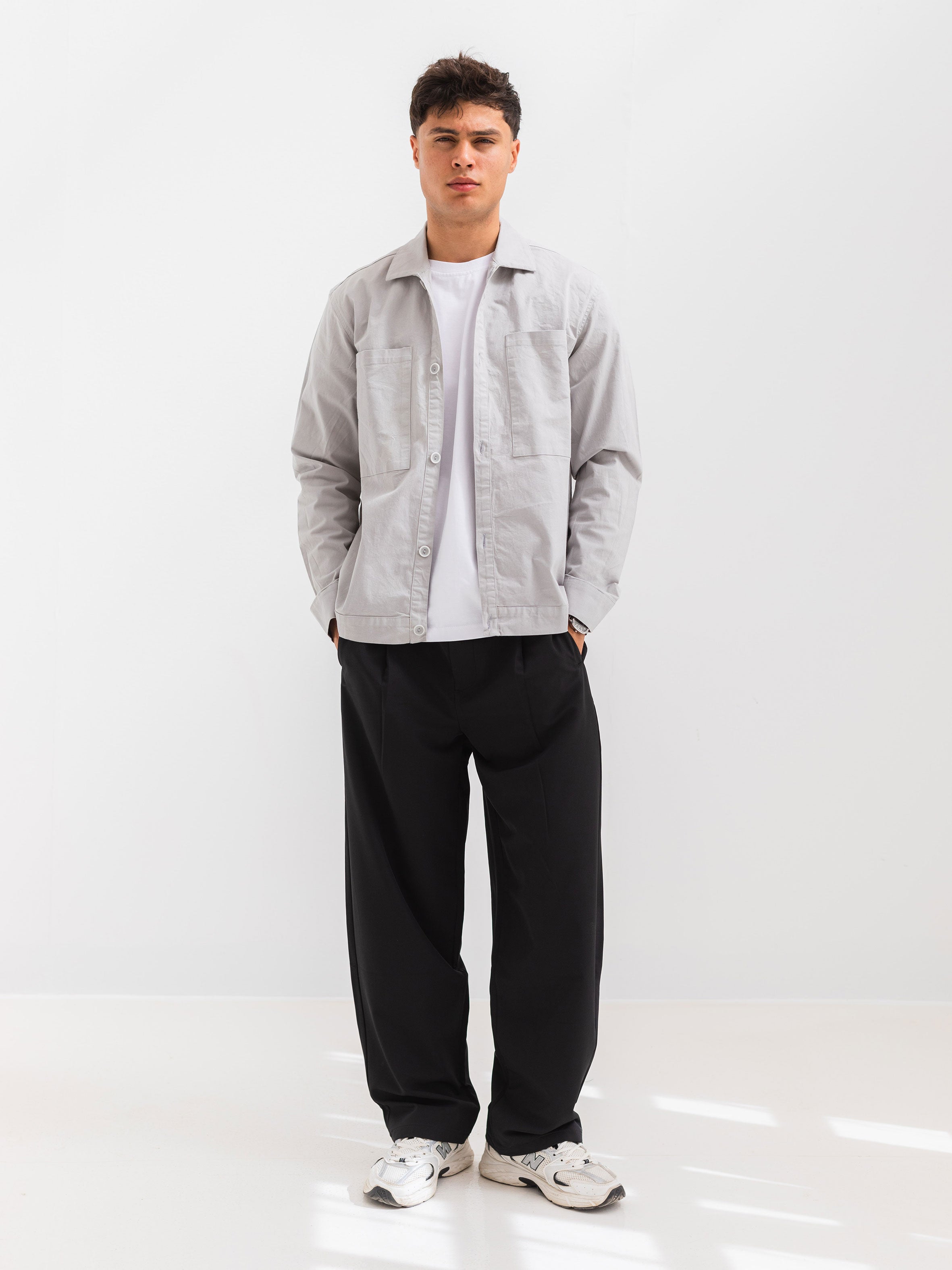 OVER SHIRT WITH 2 POCKET - Gray
