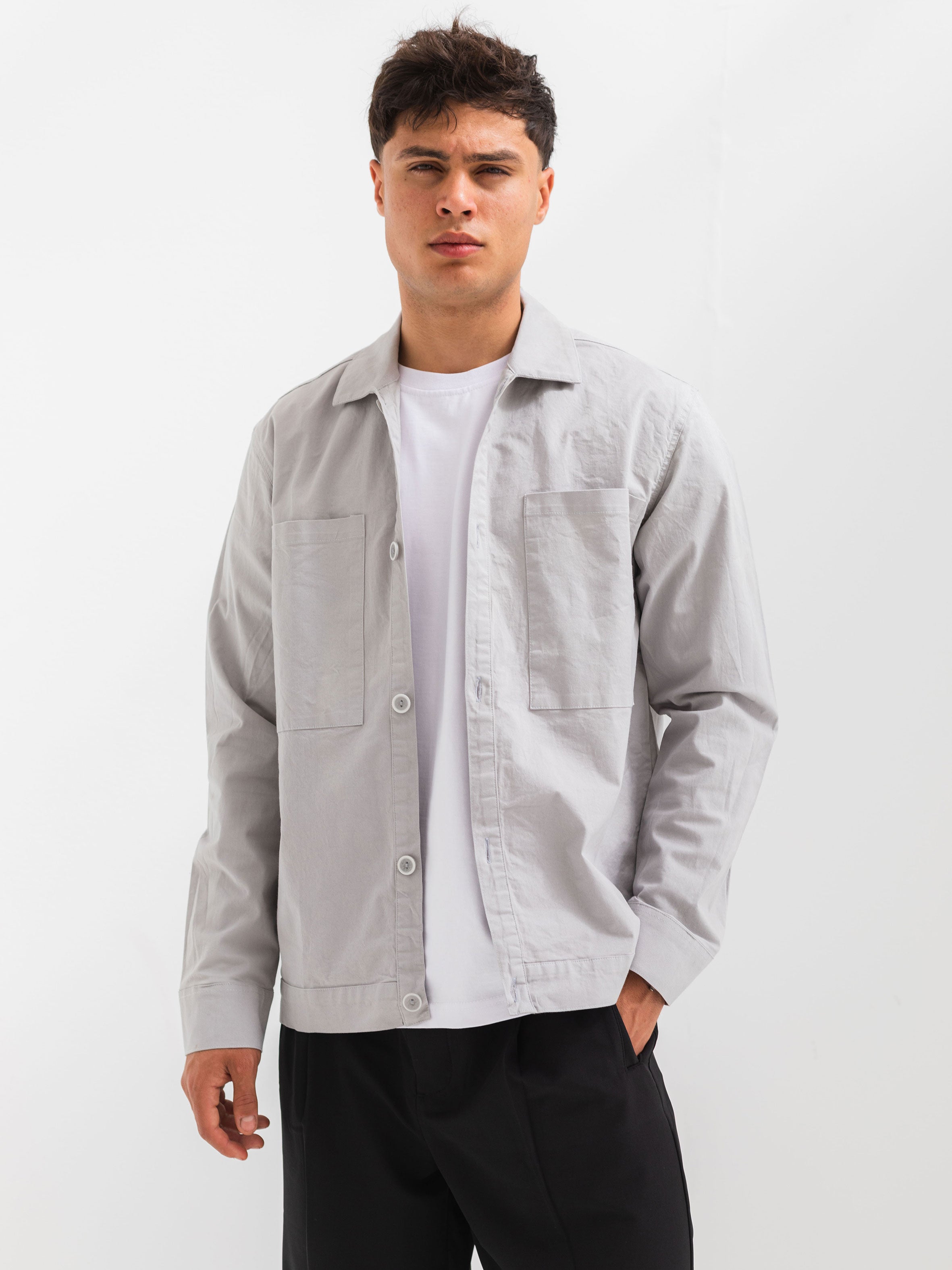OVER SHIRT WITH 2 POCKET - Gray