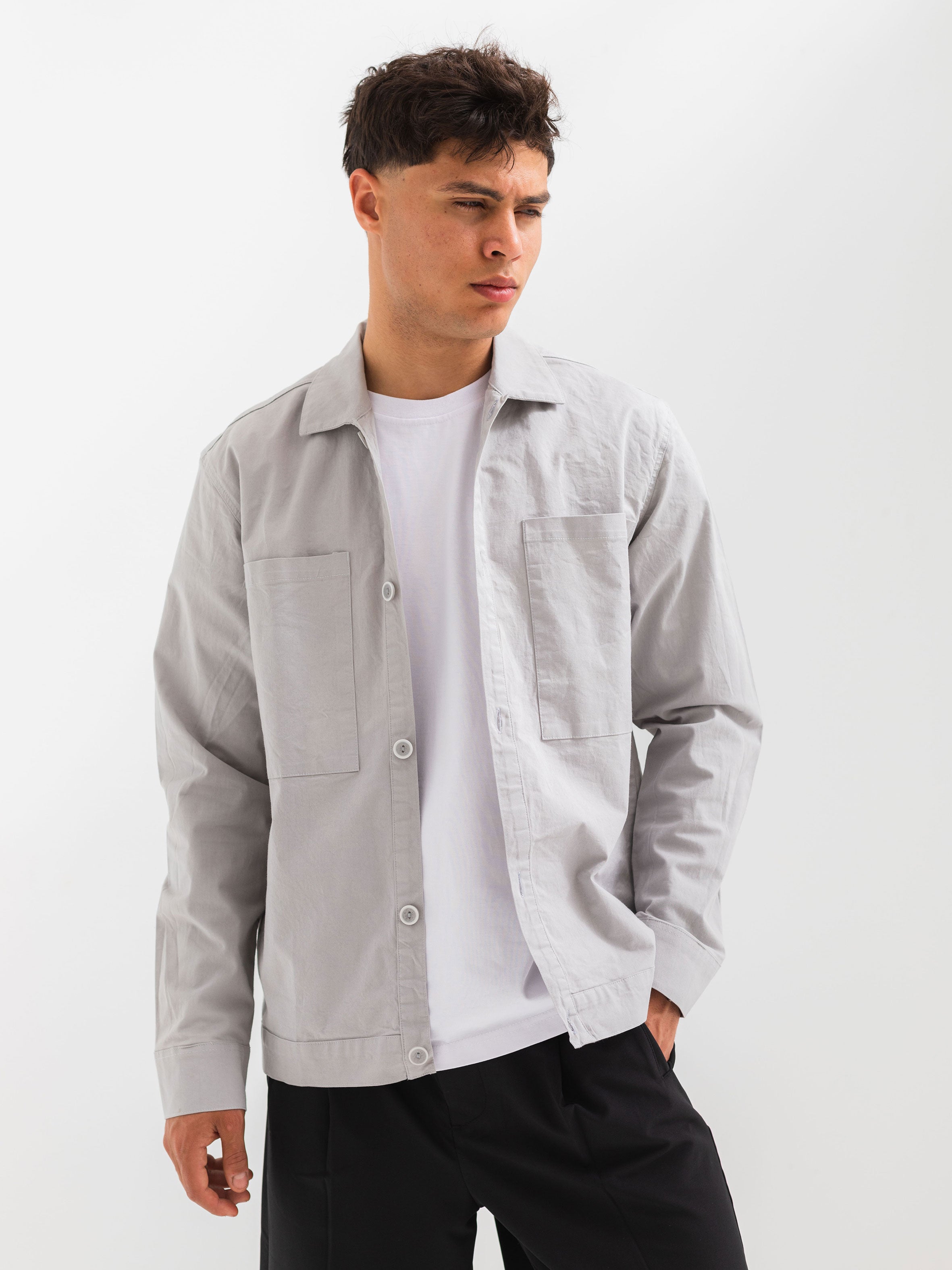 OVER SHIRT WITH 2 POCKET - Gray