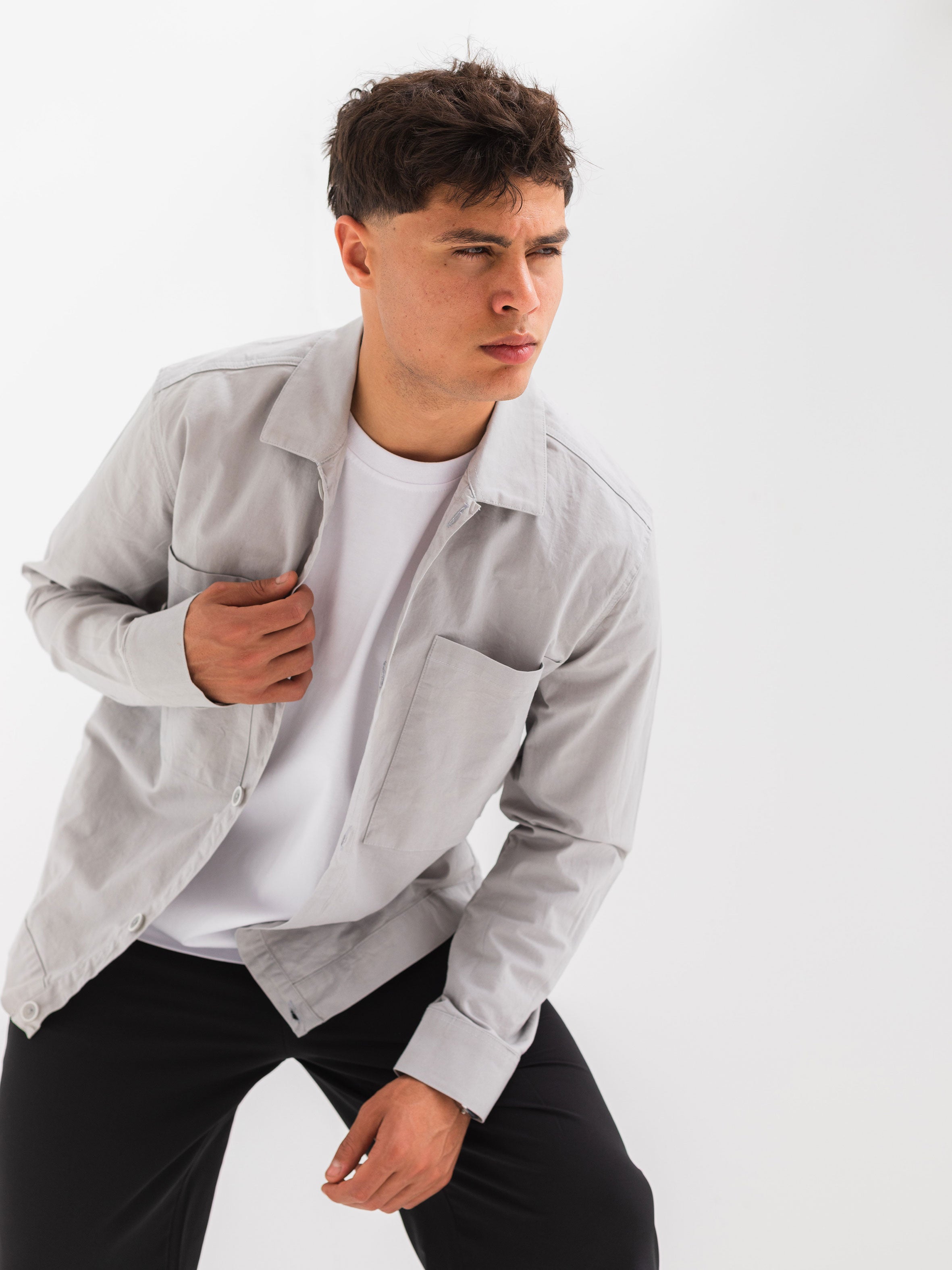 OVER SHIRT WITH 2 POCKET - Gray