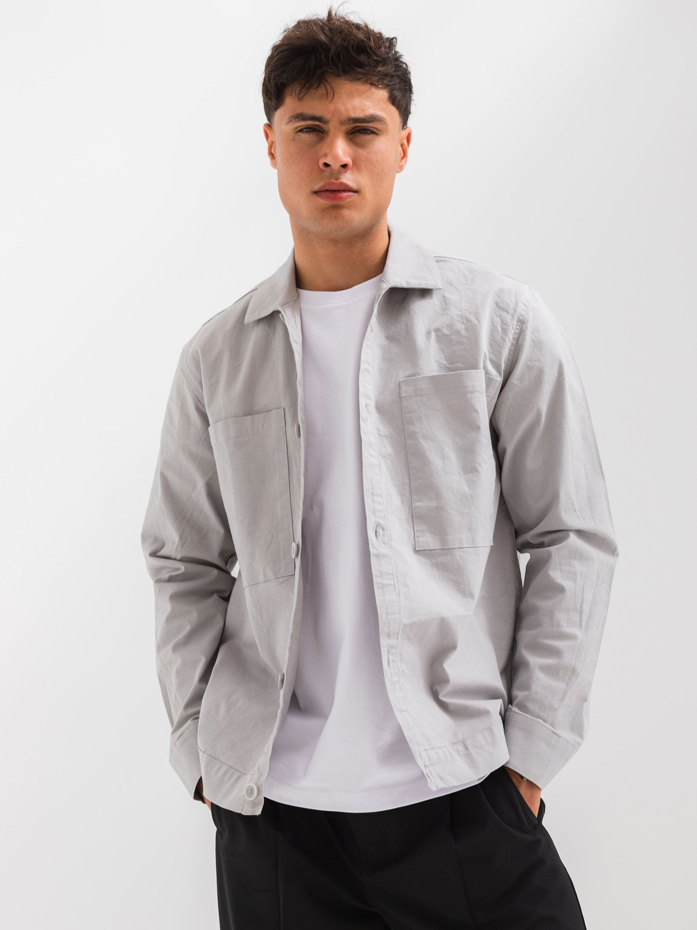 OVER SHIRT WITH 2 POCKET - Gray