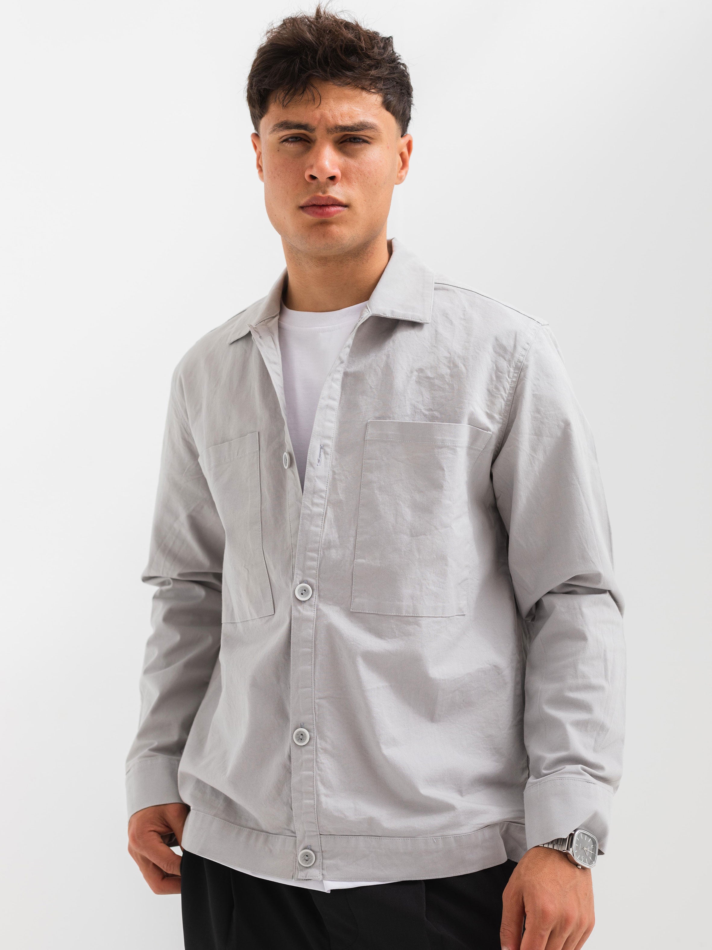 OVER SHIRT WITH 2 POCKET - Gray