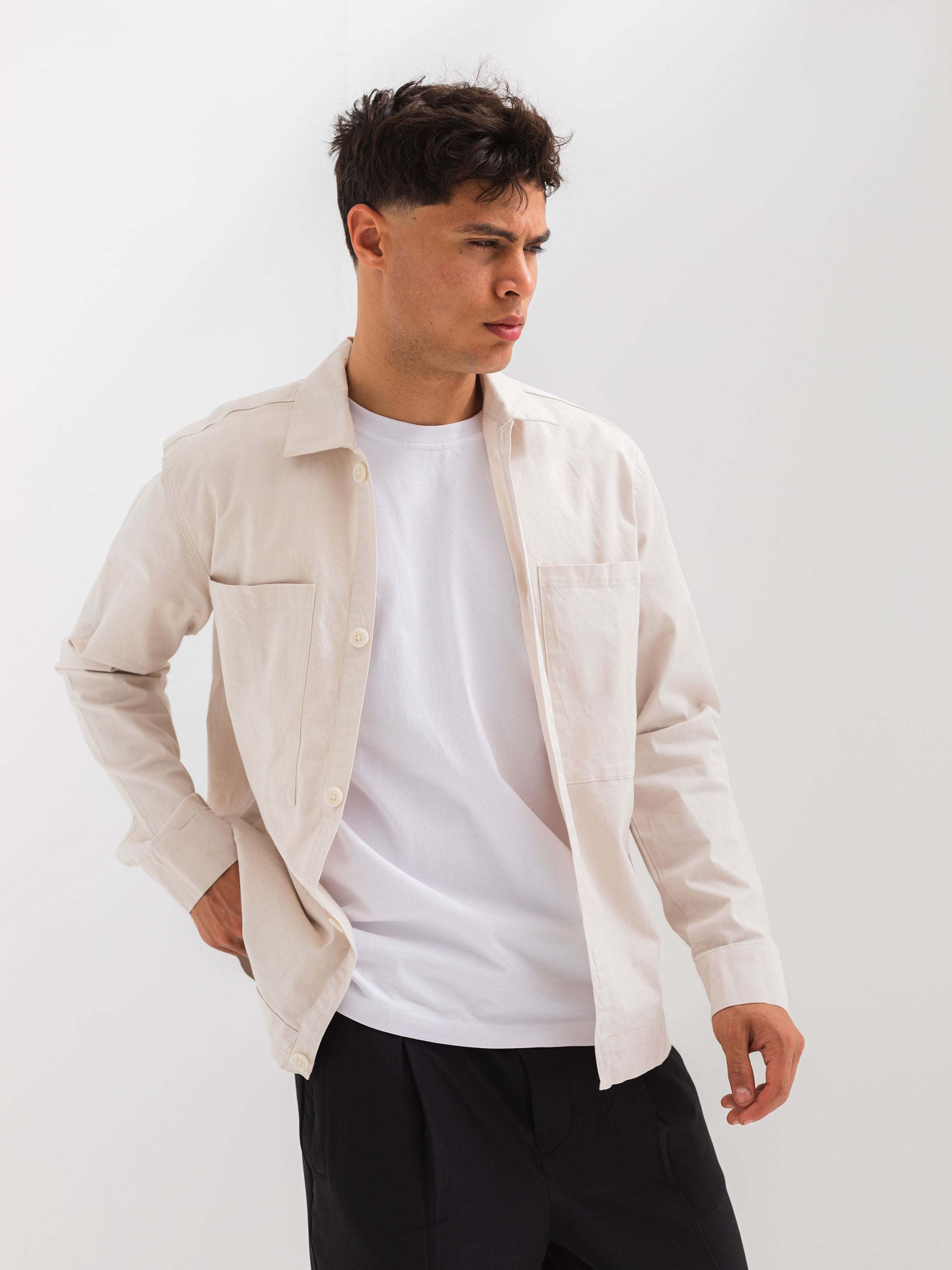 OVER SHIRT WITH 2 POCKET - Beige