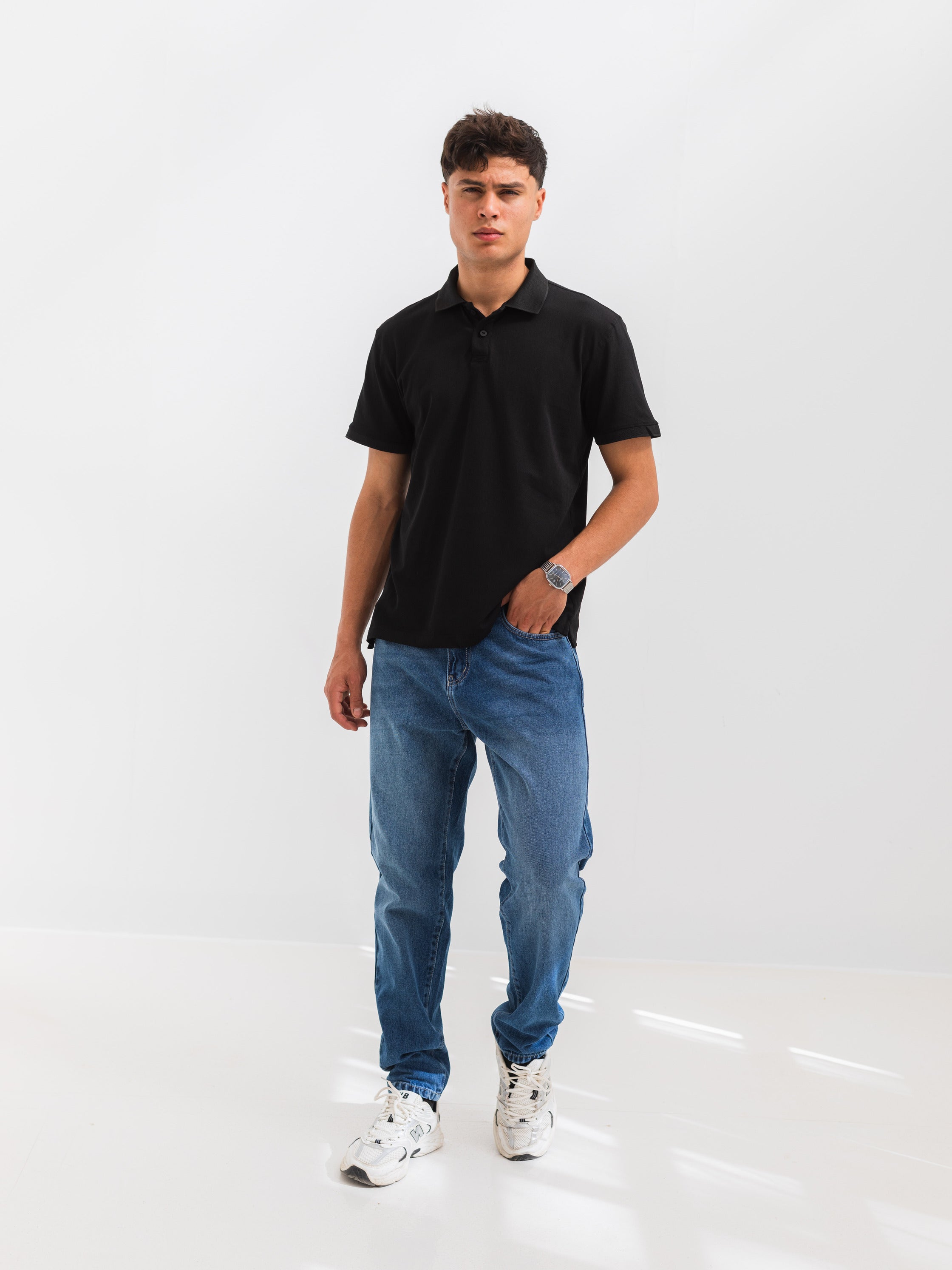 PIQUÉ POLO SHIRT  - Black