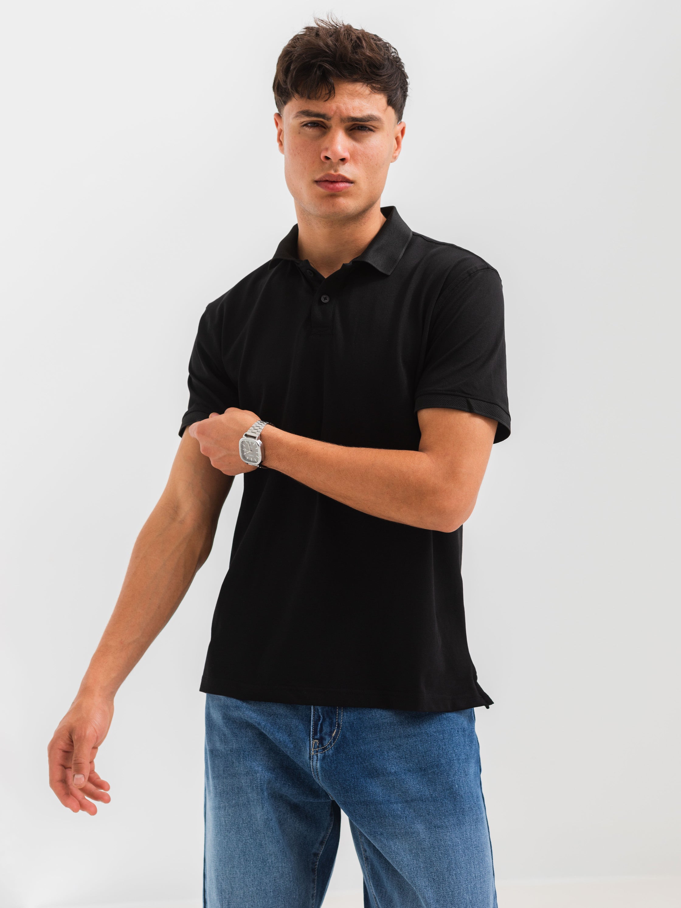 PIQUÉ POLO SHIRT  - Black