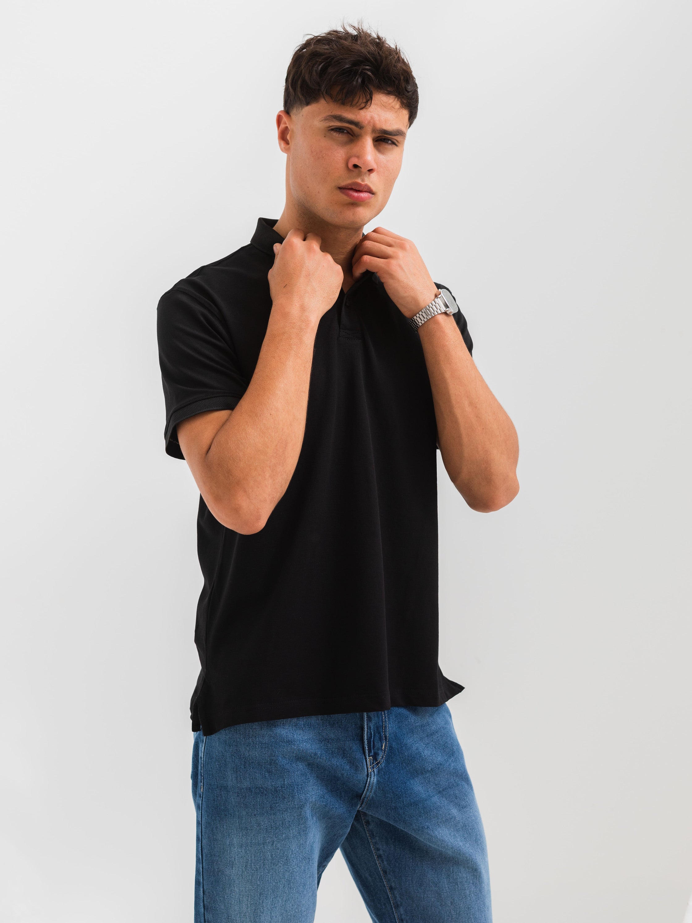 PIQUÉ POLO SHIRT  - Black