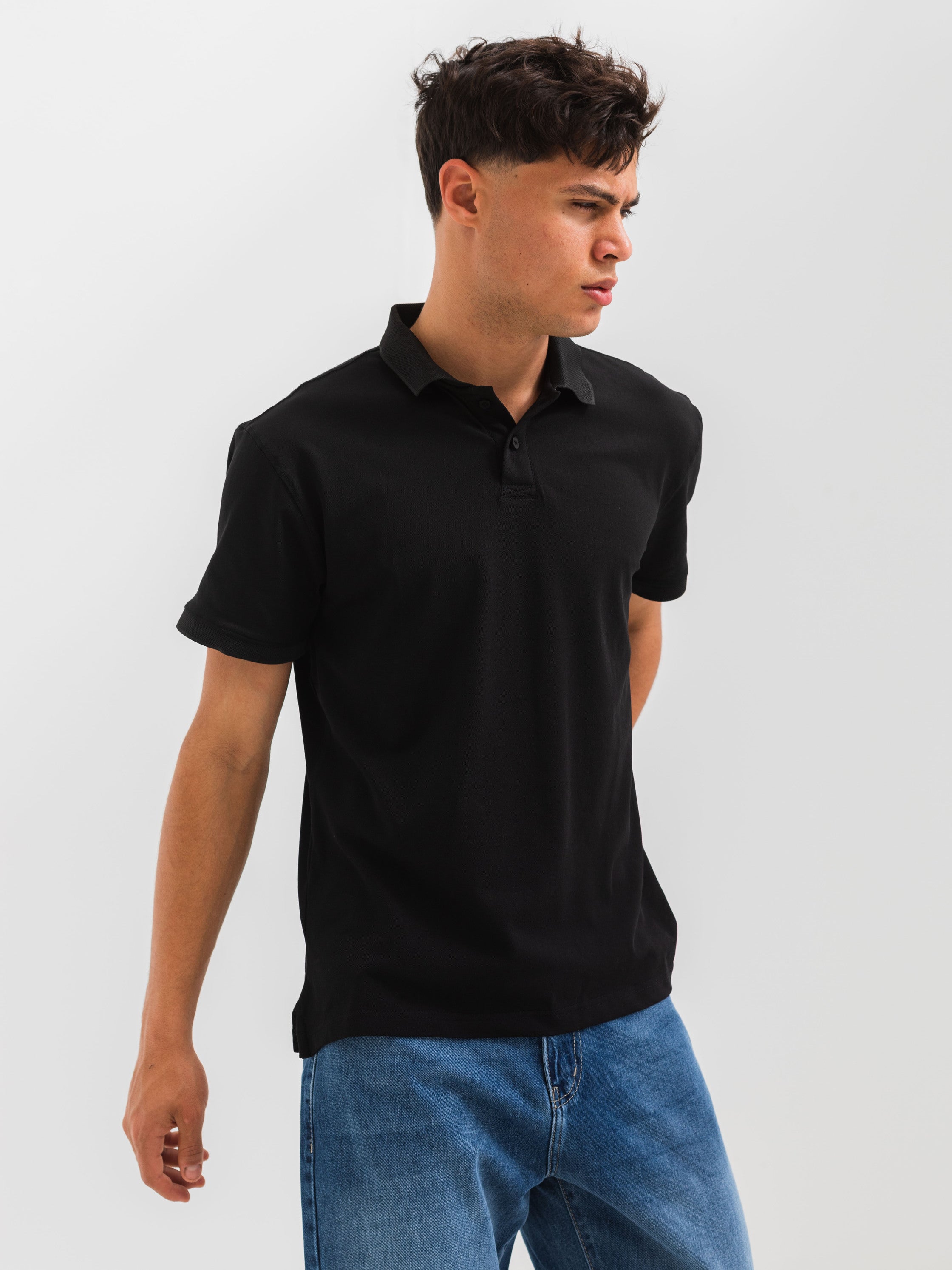 PIQUÉ POLO SHIRT  - Black