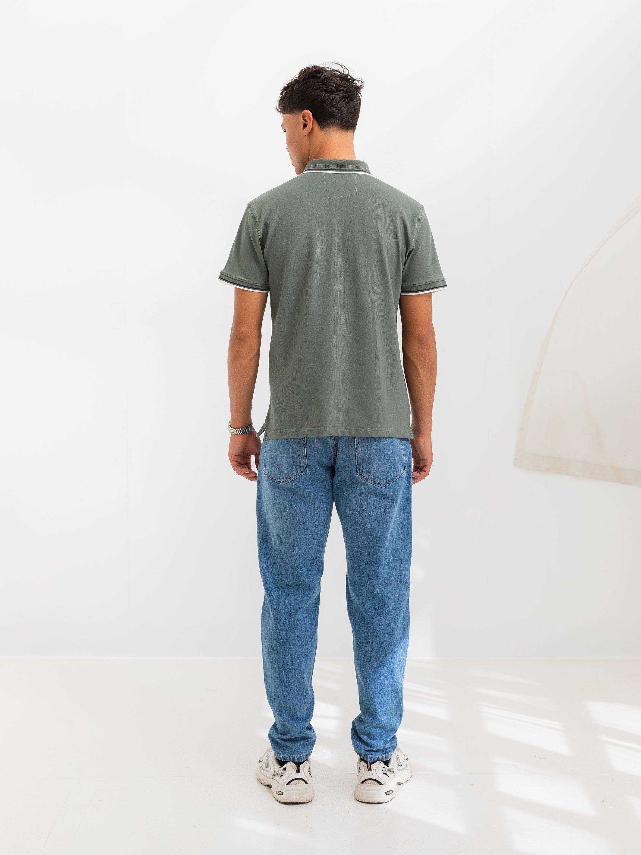 PIQUÉ POLO SHIRT LINE DETAILS - Olive