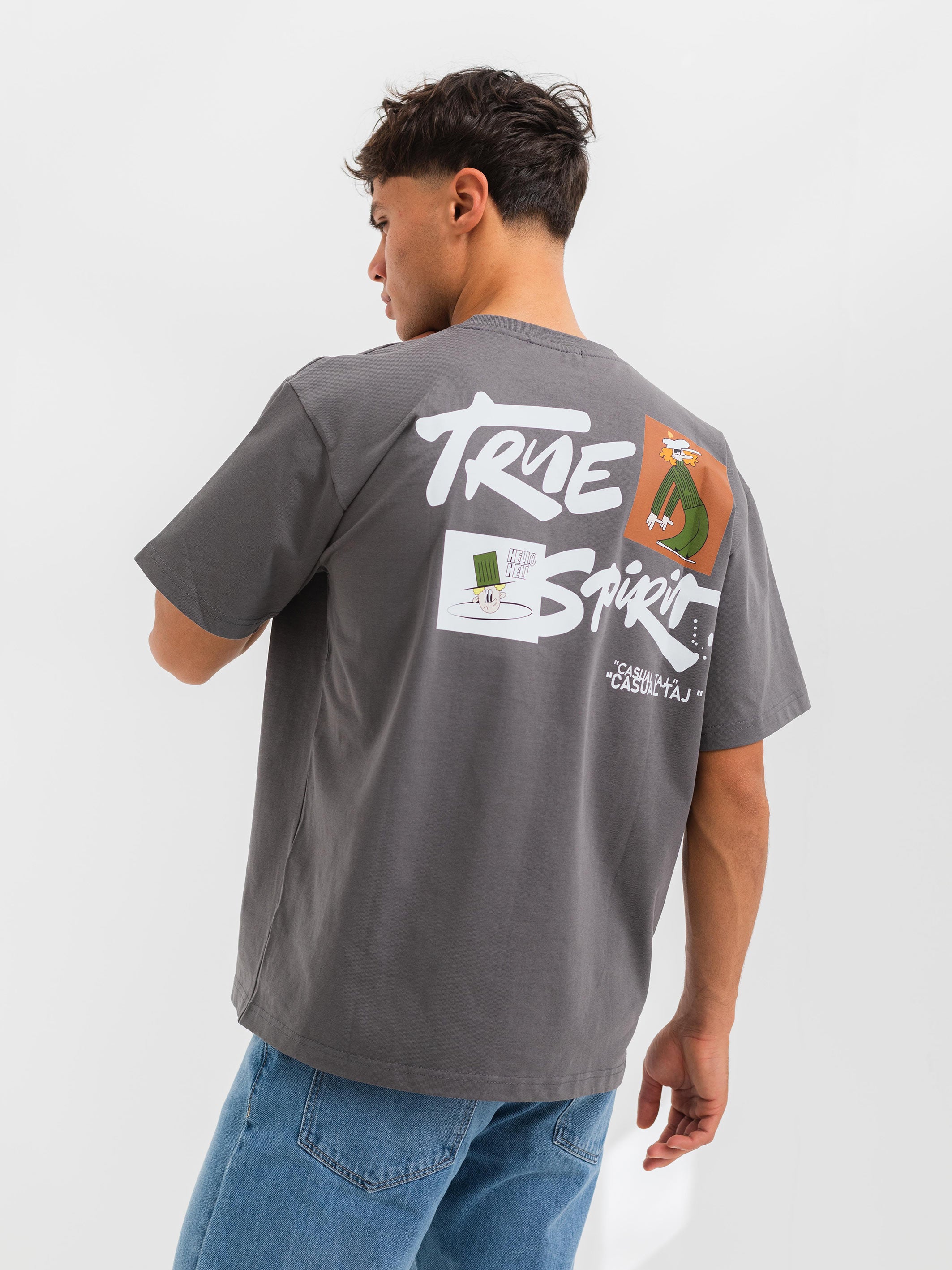 RELAXED PRINTED TEE TRUE SPIRIT - Grey
