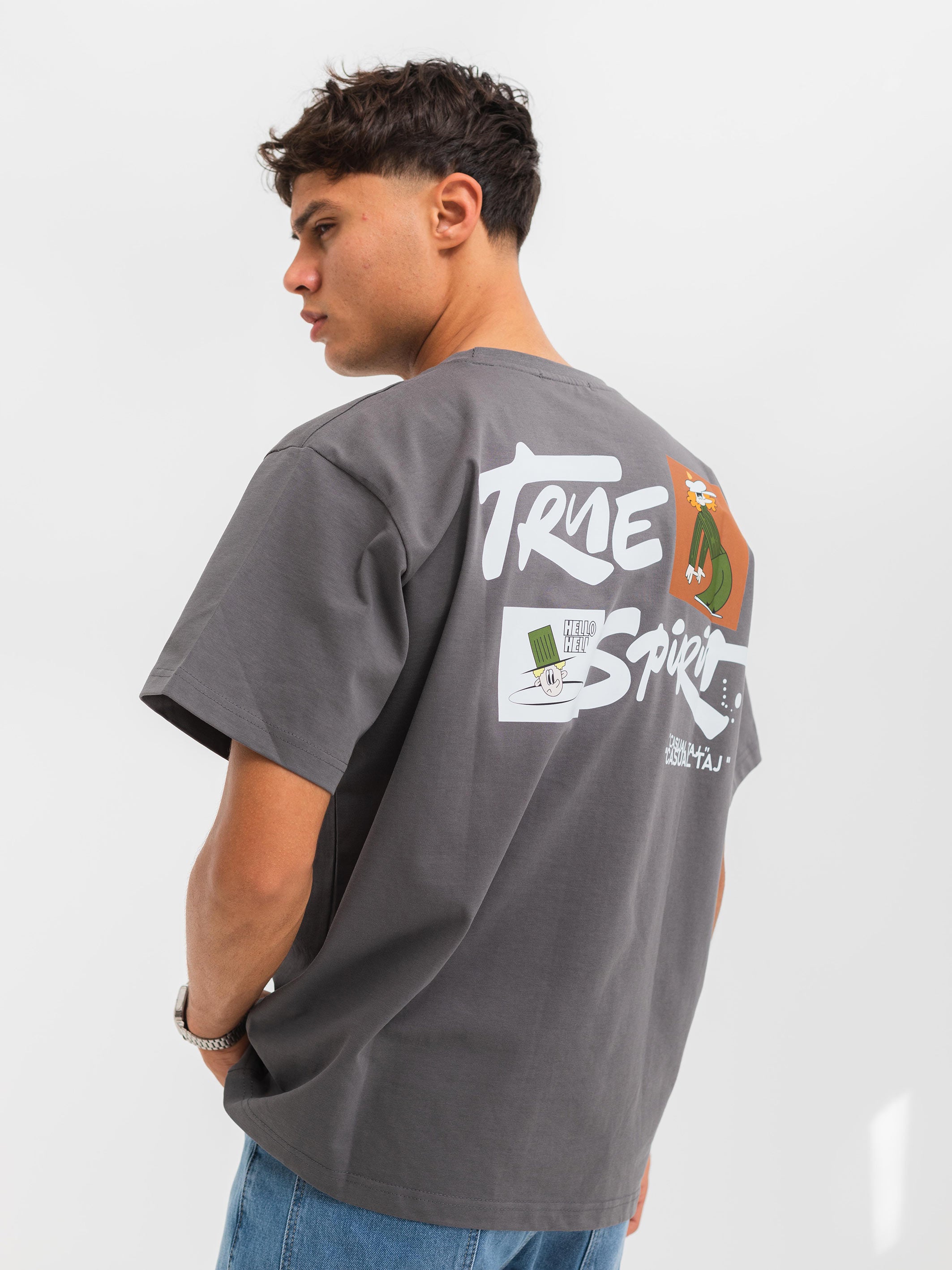 RELAXED PRINTED TEE TRUE SPIRIT - Grey