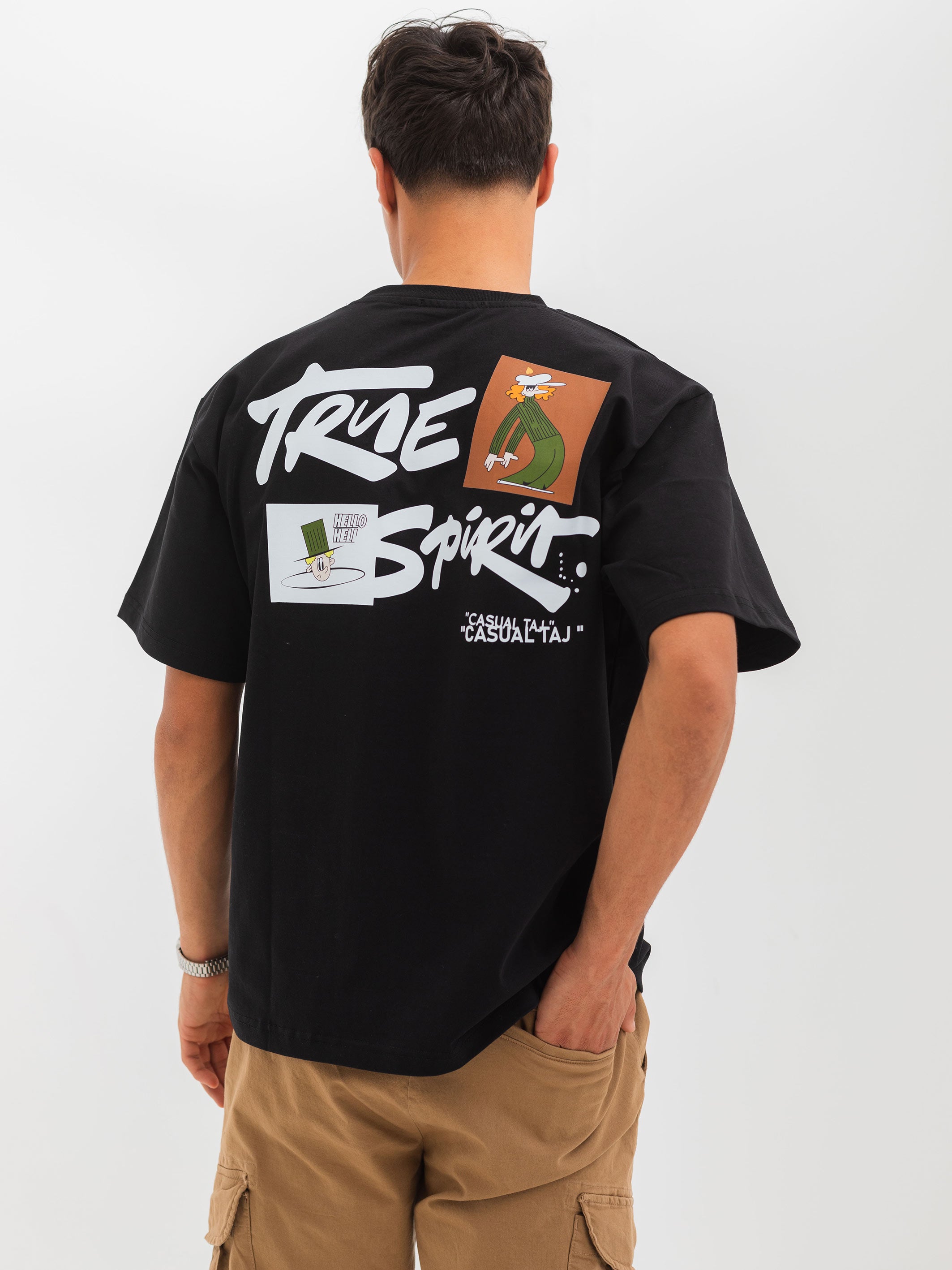 RELAXED PRINTED TEE TRUE SPIRIT - Black