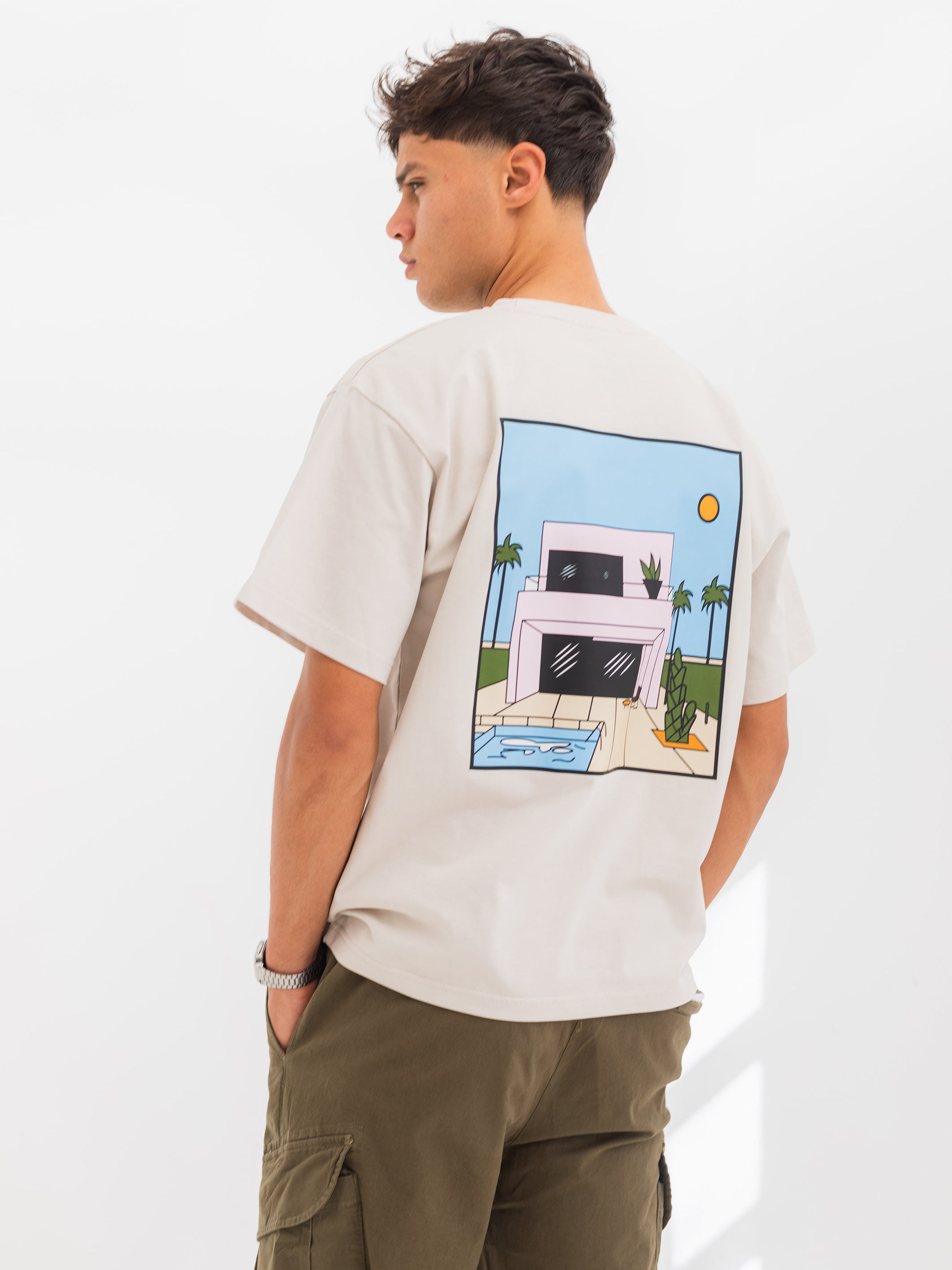 RELAXED PRINTED TEE HOUSE - Beige