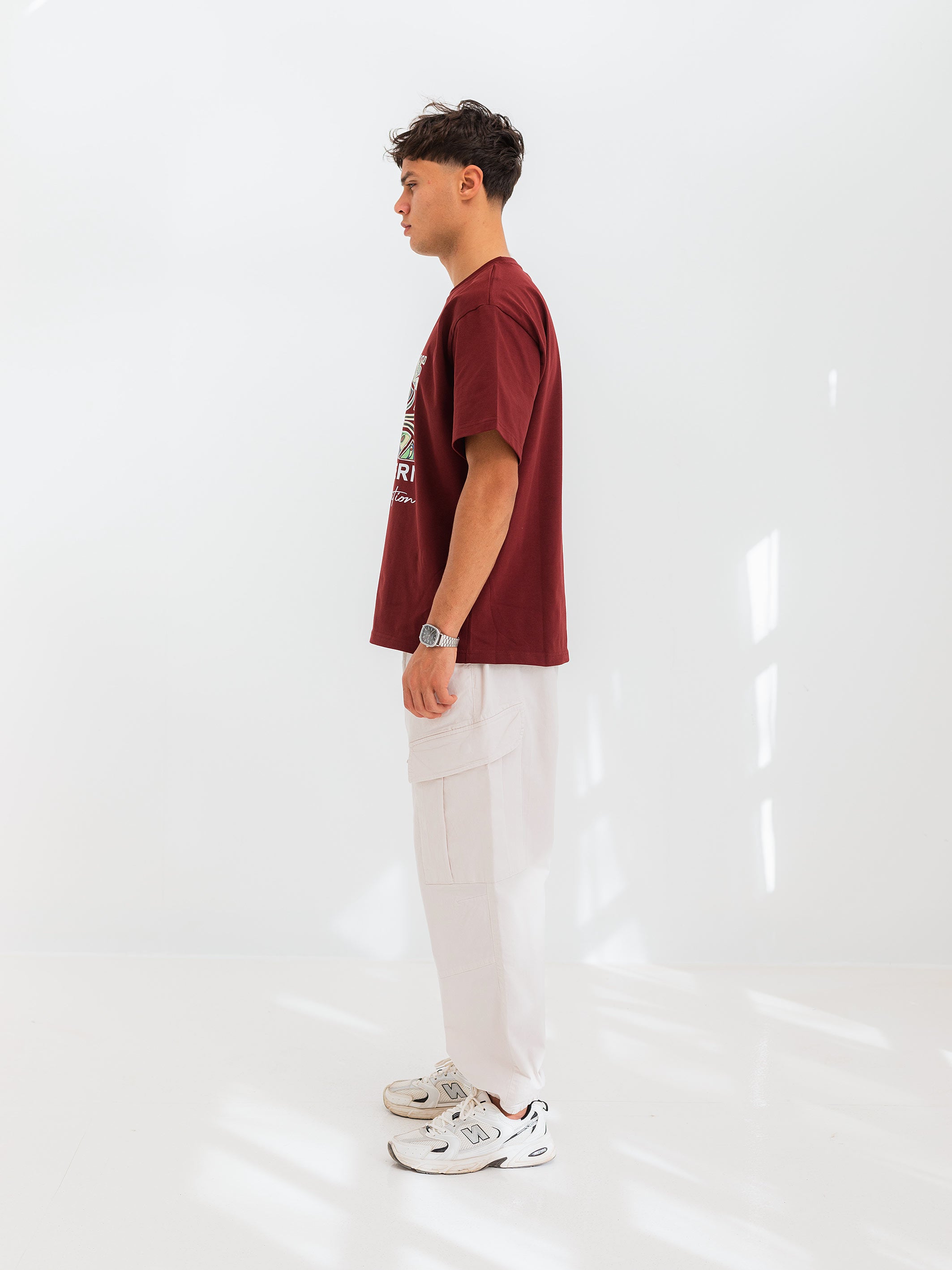 RELAXED PRINTED TEE PATTERN - Burgundy