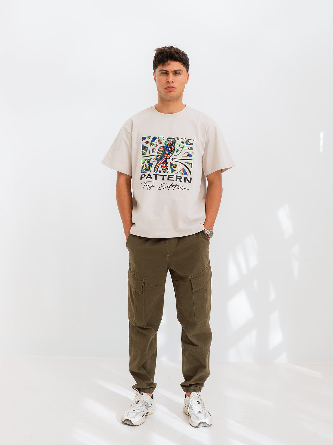 RELAXED PRINTED TEE PATTERN - Beige