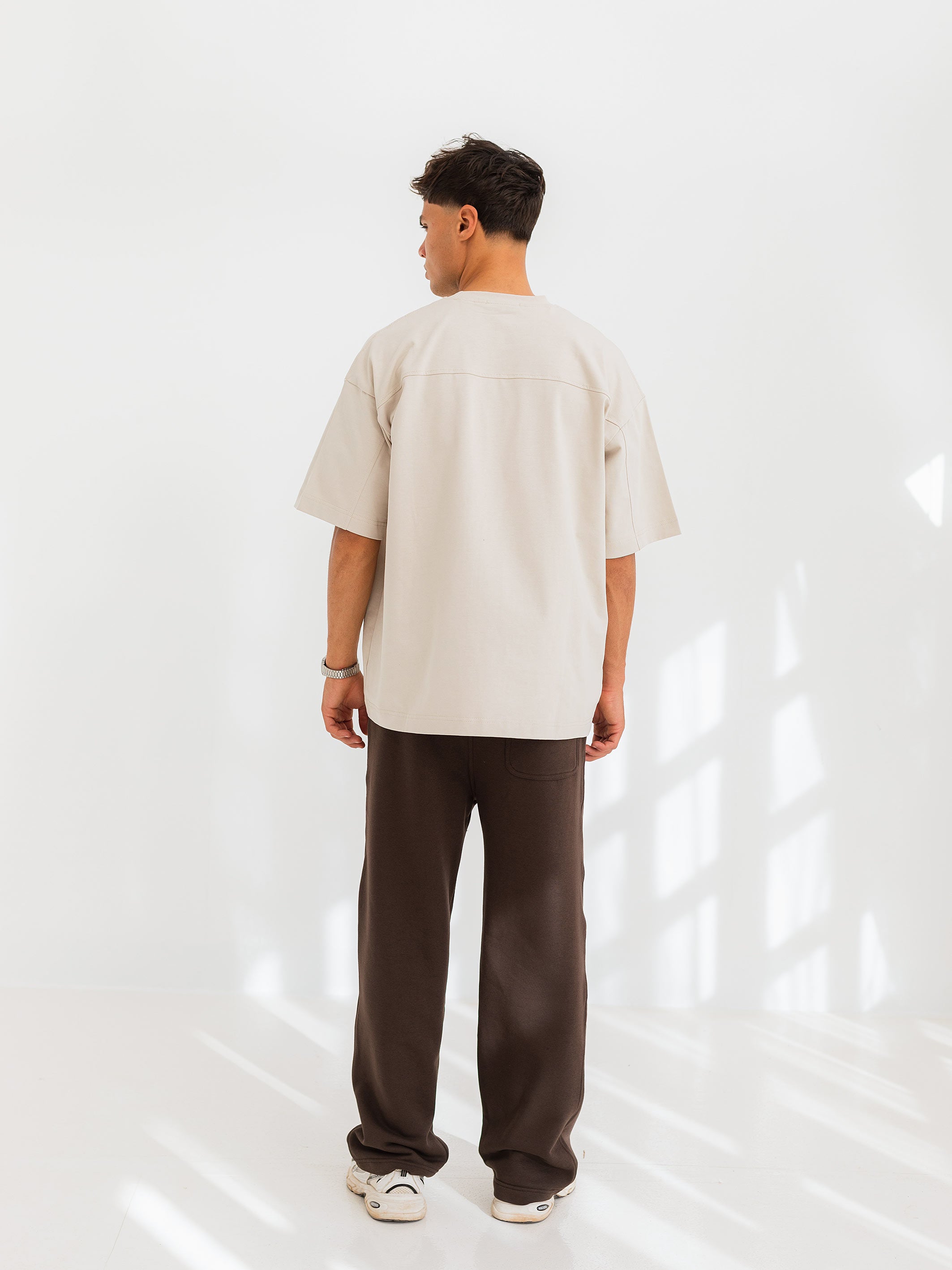 OVERSIZED GRAFFITI PRINTED TEE  GET READY - Beige