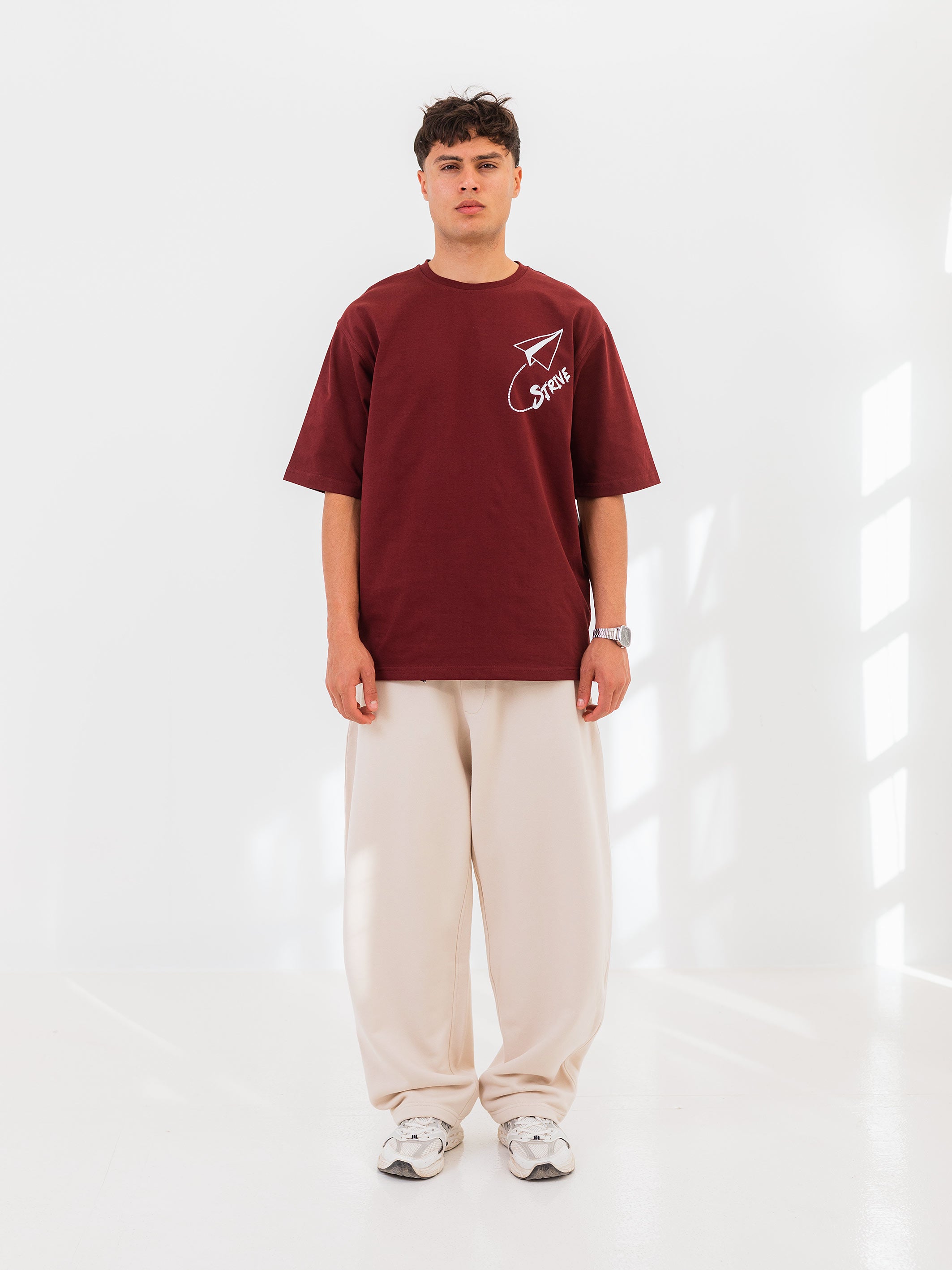 OVERSIZED PRINTED TEE  STRIVE - Burgundy