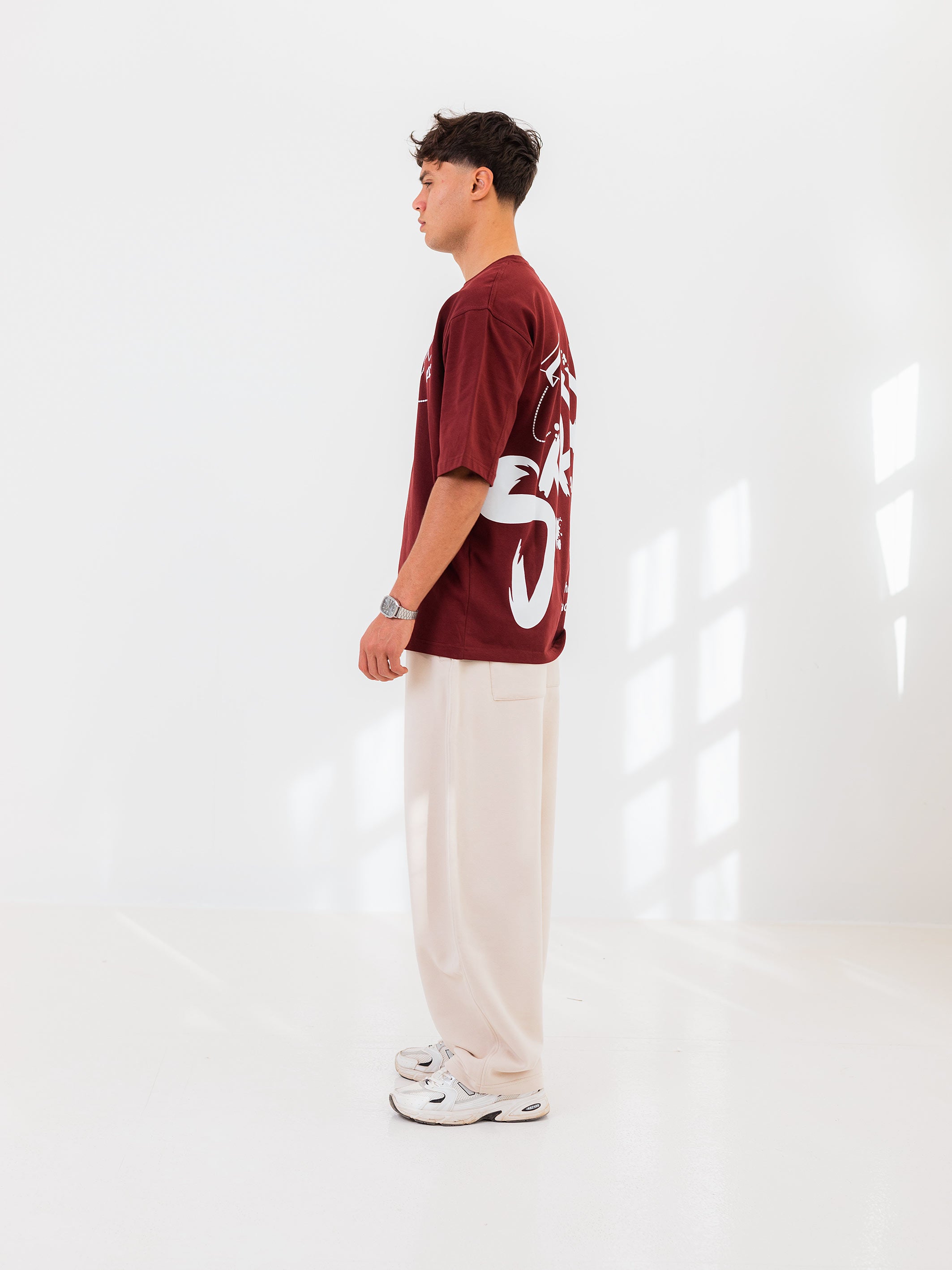 OVERSIZED PRINTED TEE  STRIVE - Burgundy