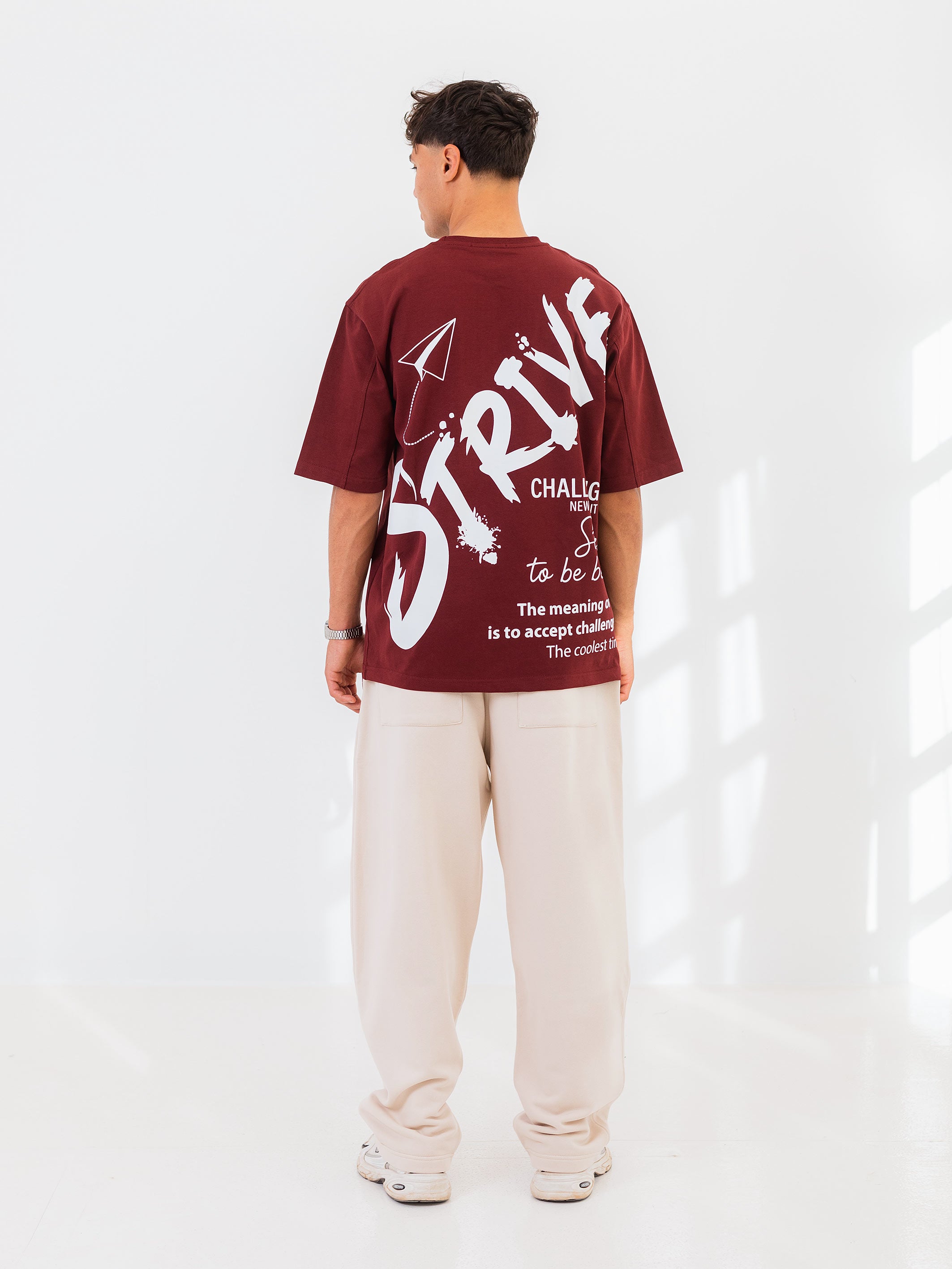 OVERSIZED PRINTED TEE  STRIVE - Burgundy