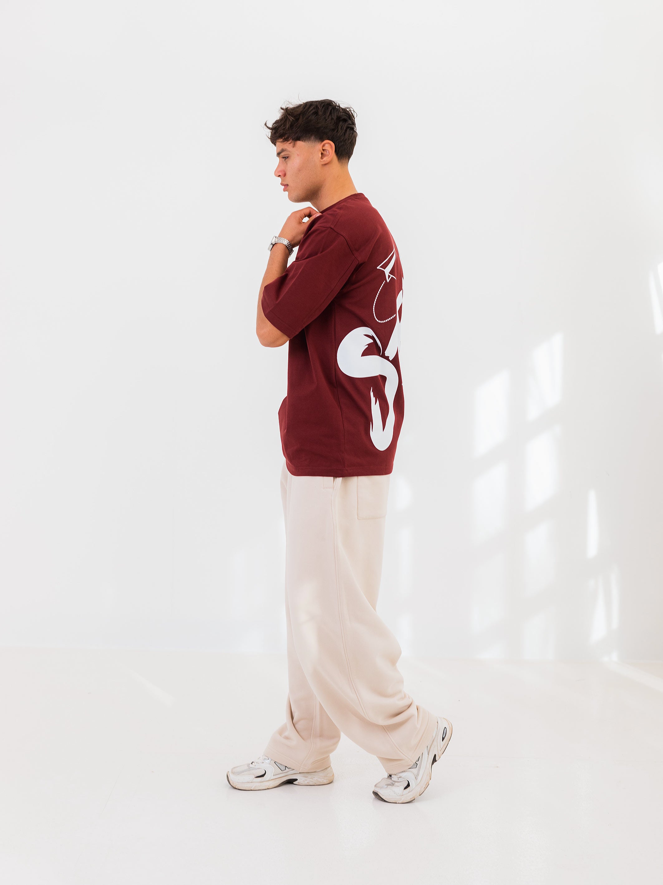OVERSIZED PRINTED TEE  STRIVE - Burgundy
