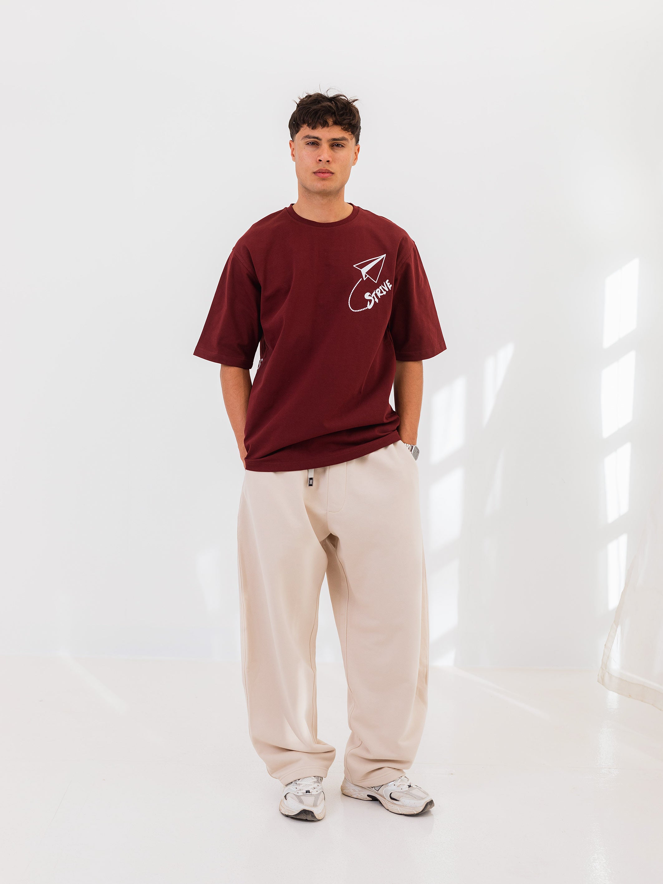 OVERSIZED PRINTED TEE  STRIVE - Burgundy