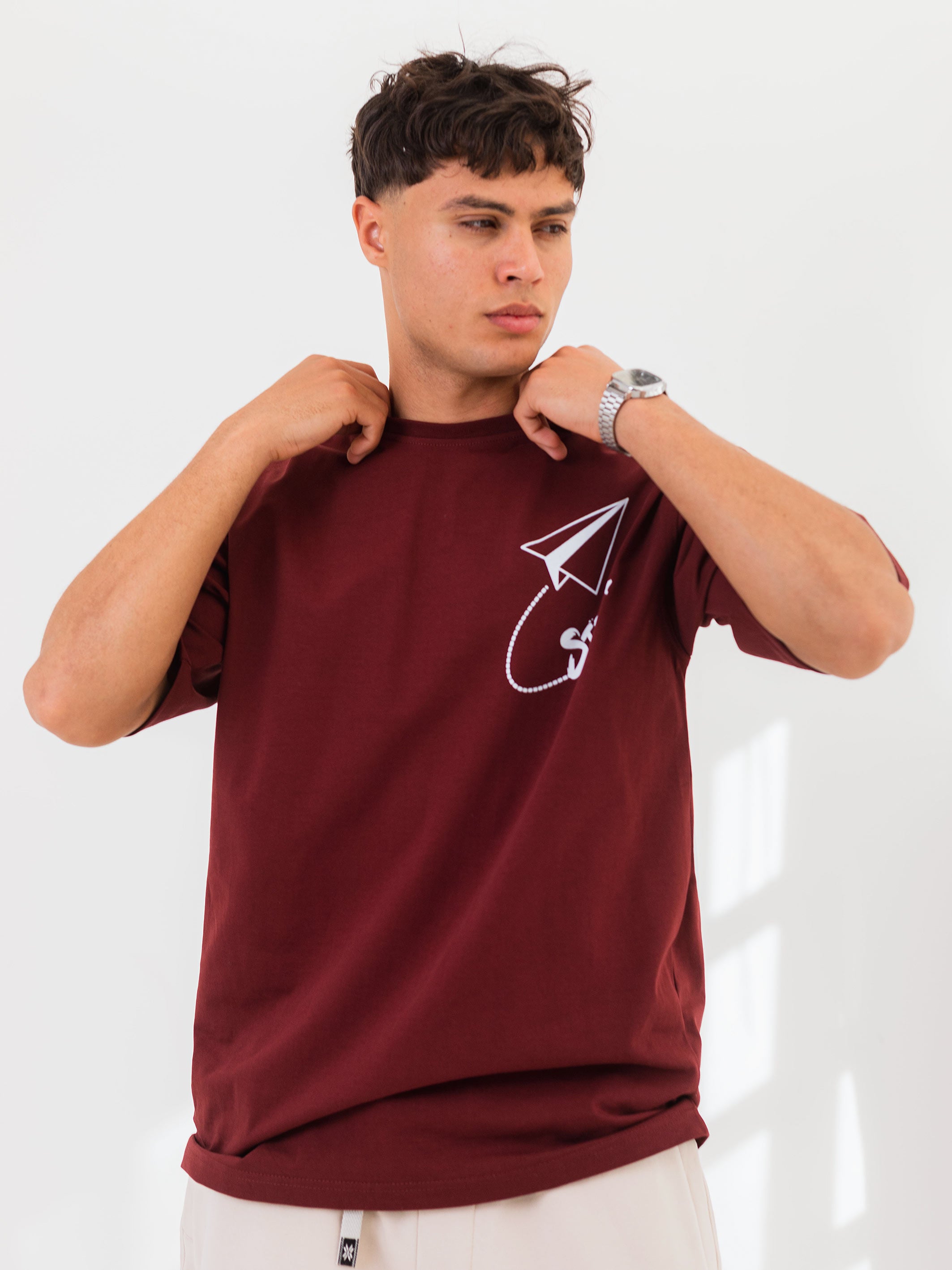 OVERSIZED PRINTED TEE  STRIVE - Burgundy