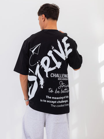 OVERSIZED PRINTED TEE  STRIVE - Black