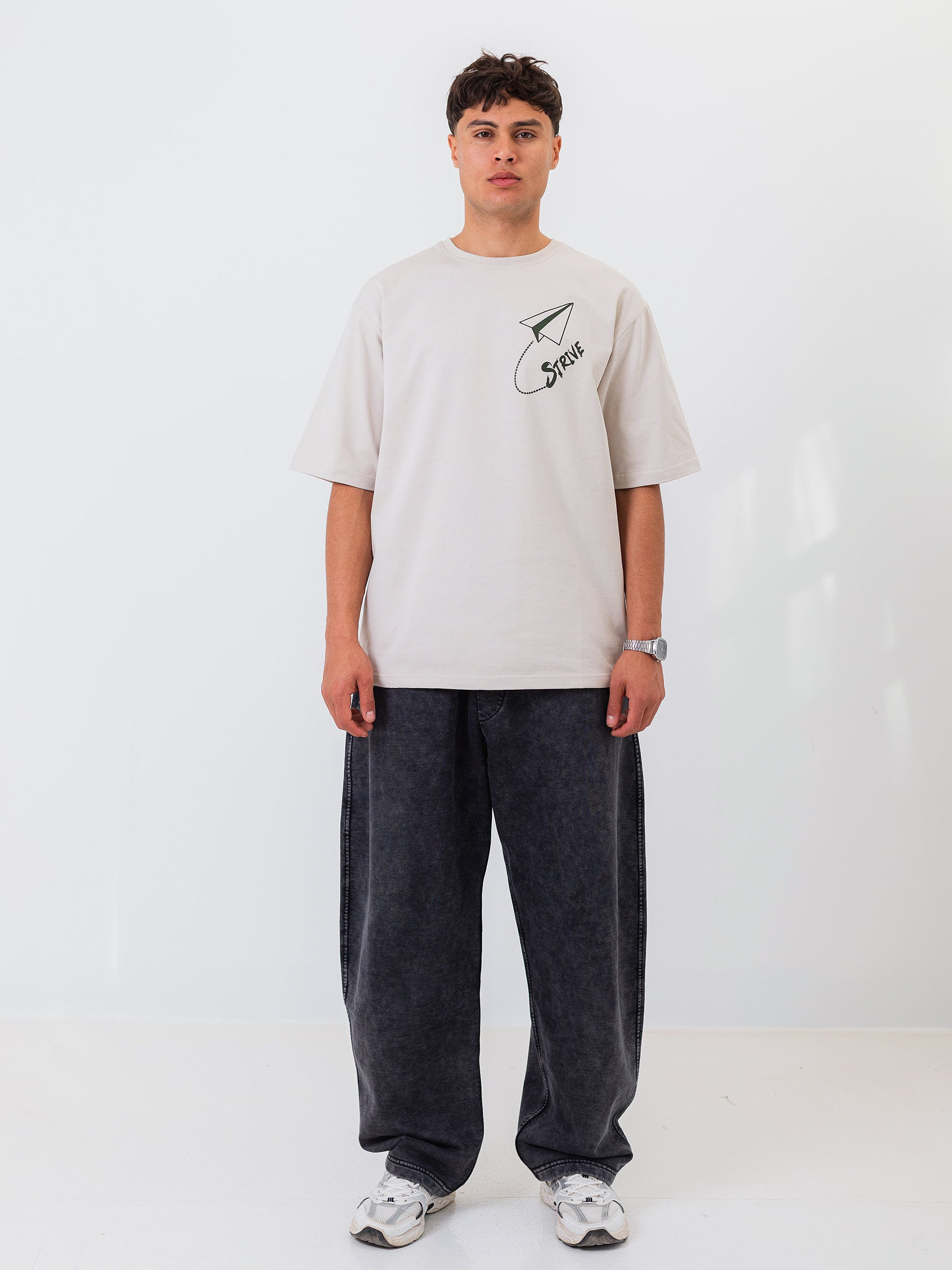 OVERSIZED PRINTED TEE  STRIVE - Beige