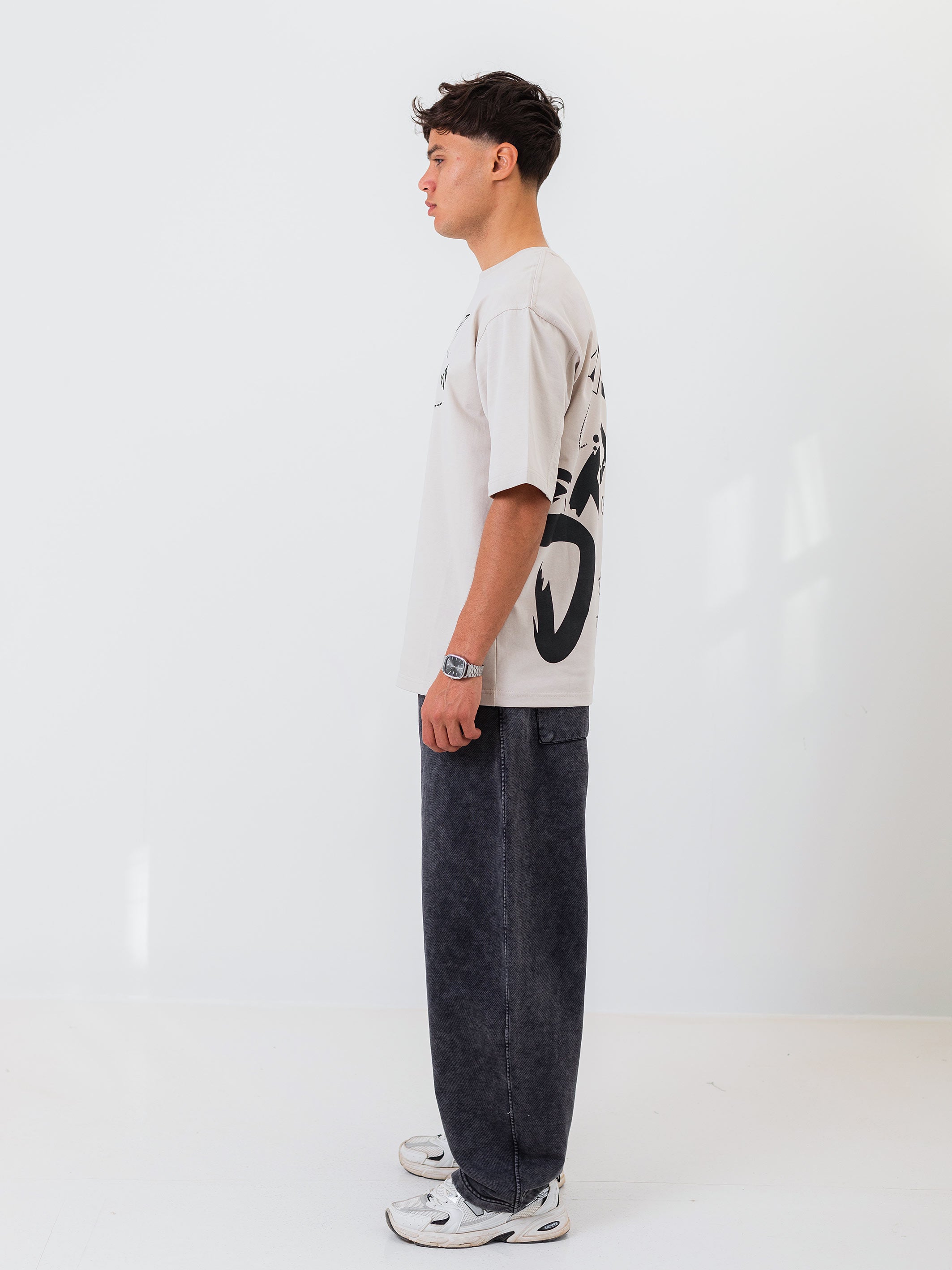 OVERSIZED PRINTED TEE  STRIVE - Beige