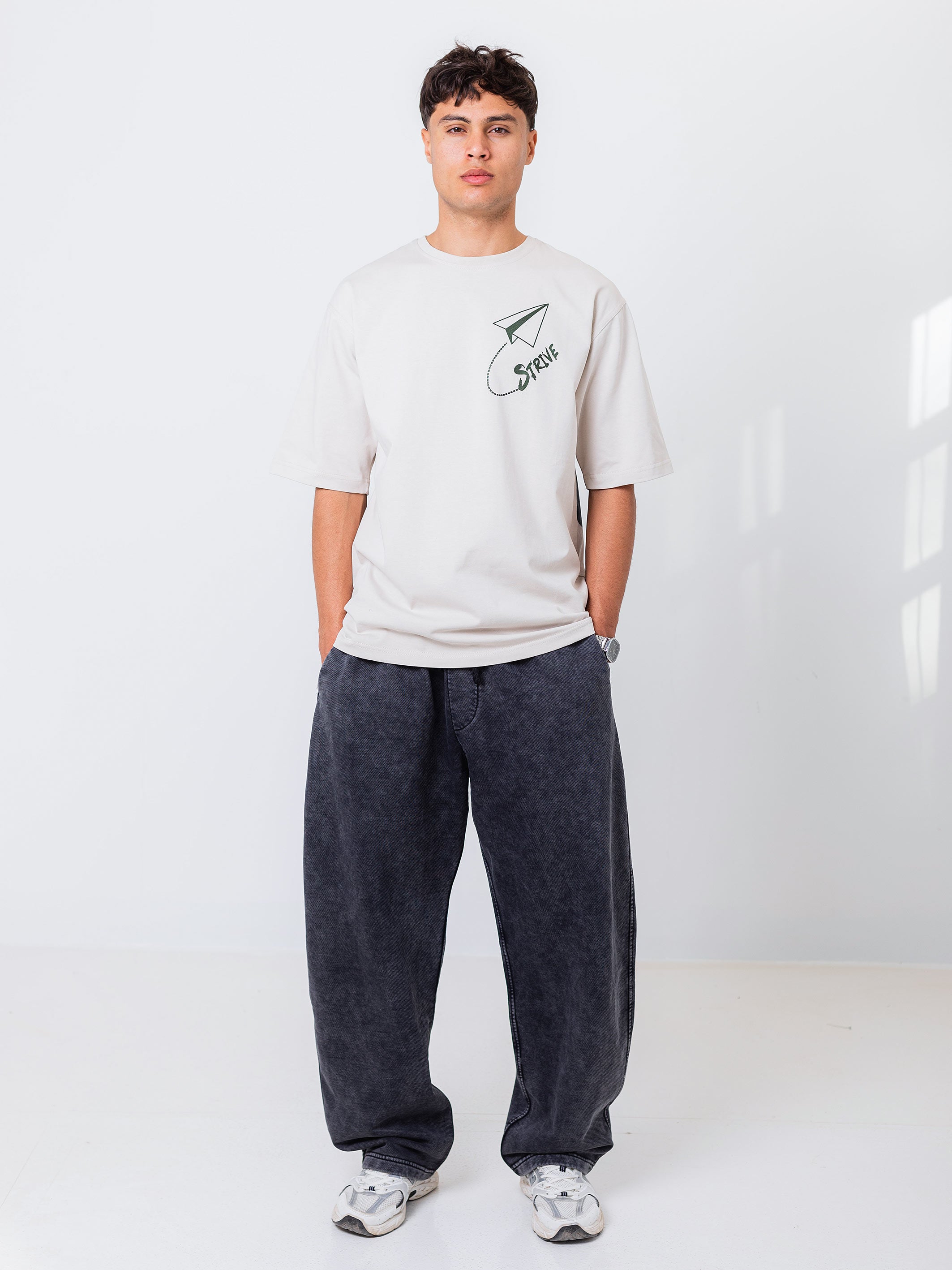 OVERSIZED PRINTED TEE  STRIVE - Beige
