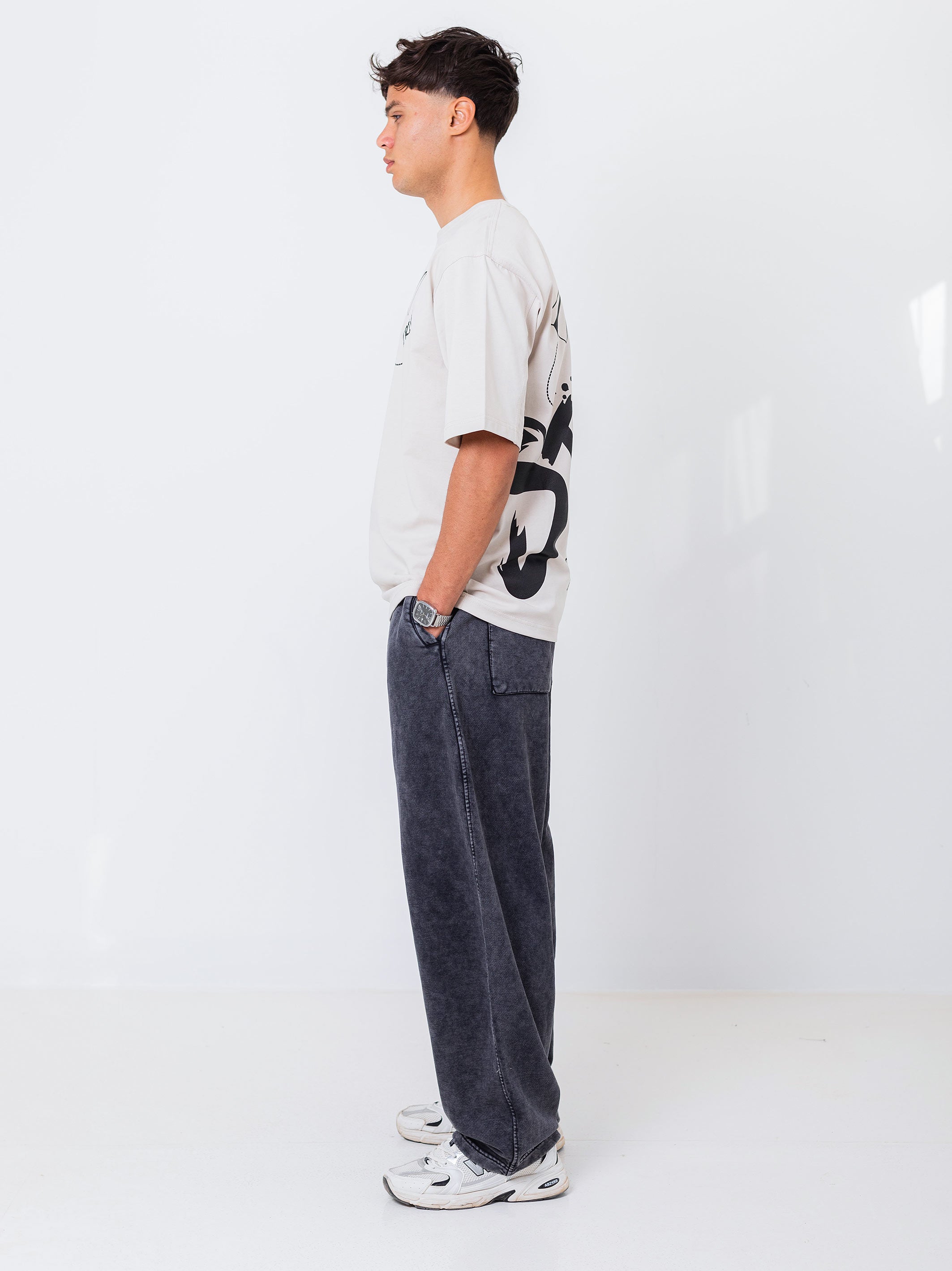 OVERSIZED PRINTED TEE  STRIVE - Beige