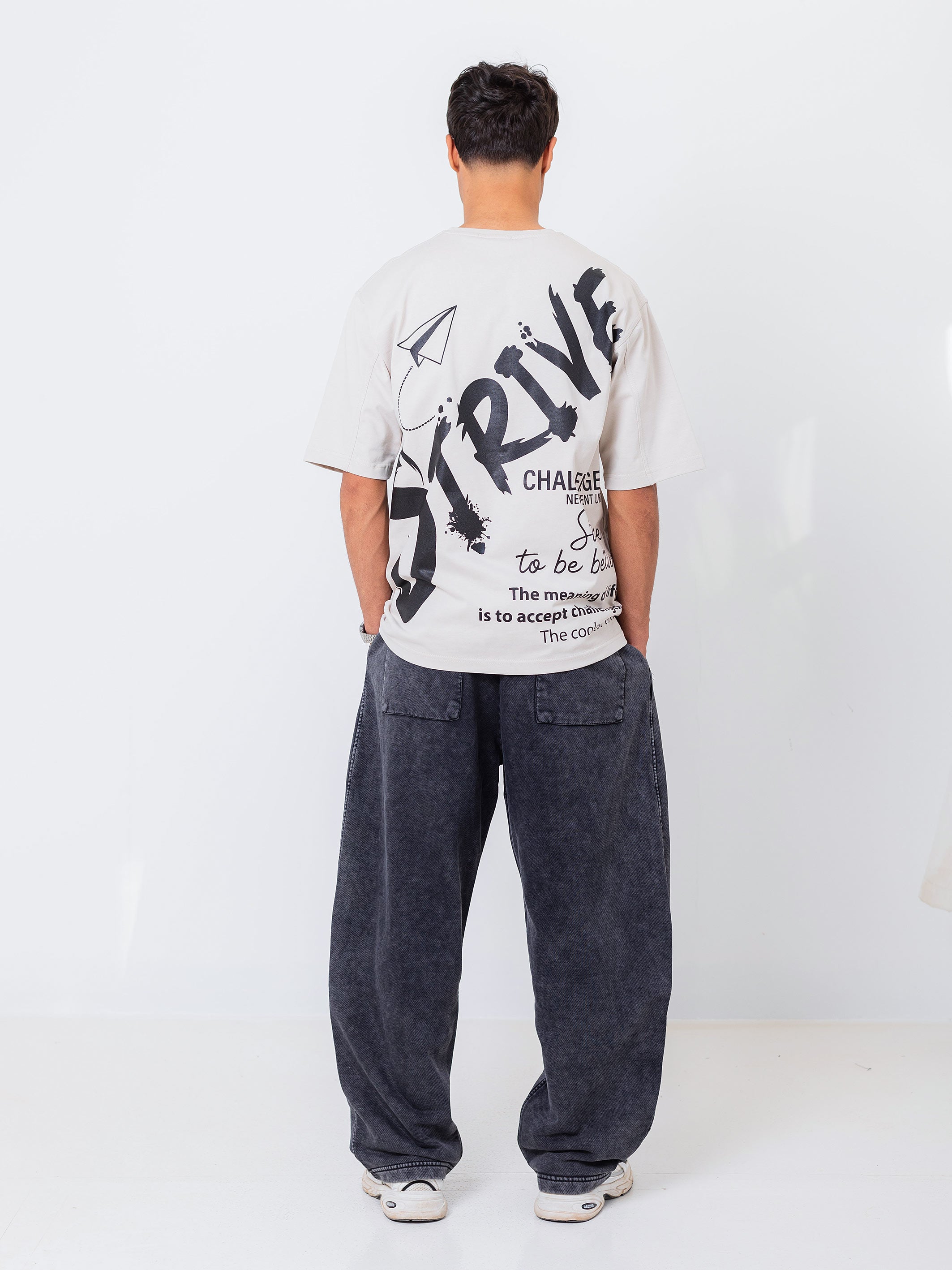 OVERSIZED PRINTED TEE  STRIVE - Beige