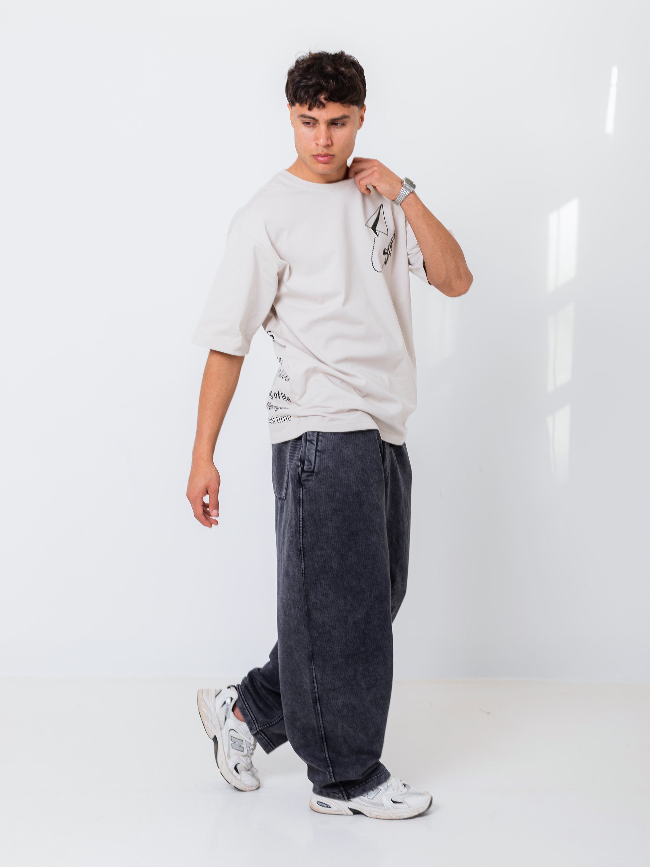 OVERSIZED PRINTED TEE  STRIVE - Beige