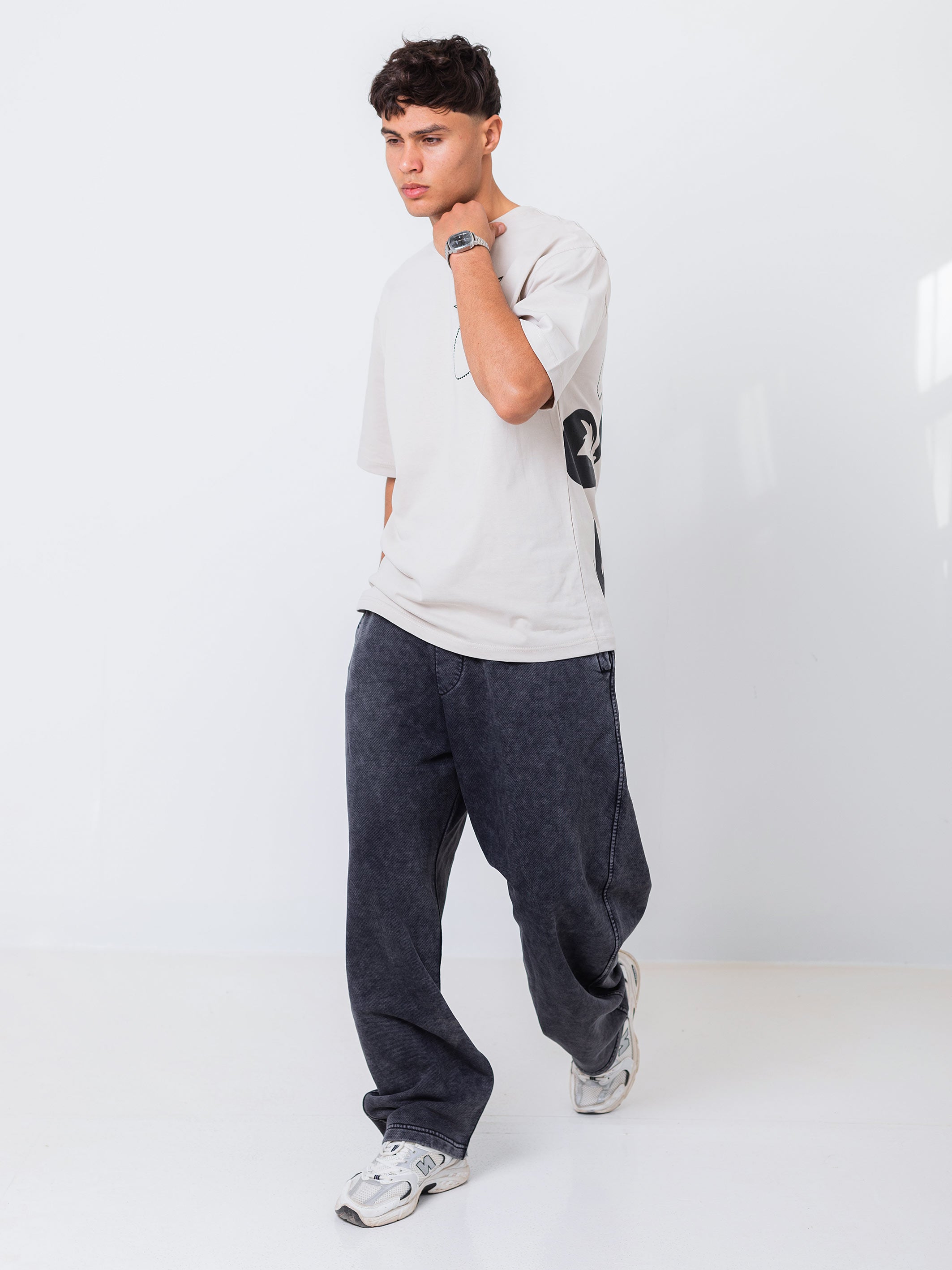 OVERSIZED PRINTED TEE  STRIVE - Beige