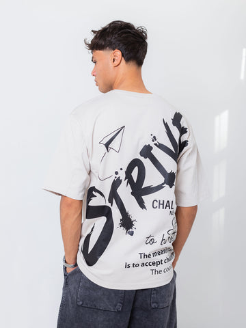 OVERSIZED PRINTED TEE  STRIVE - Beige