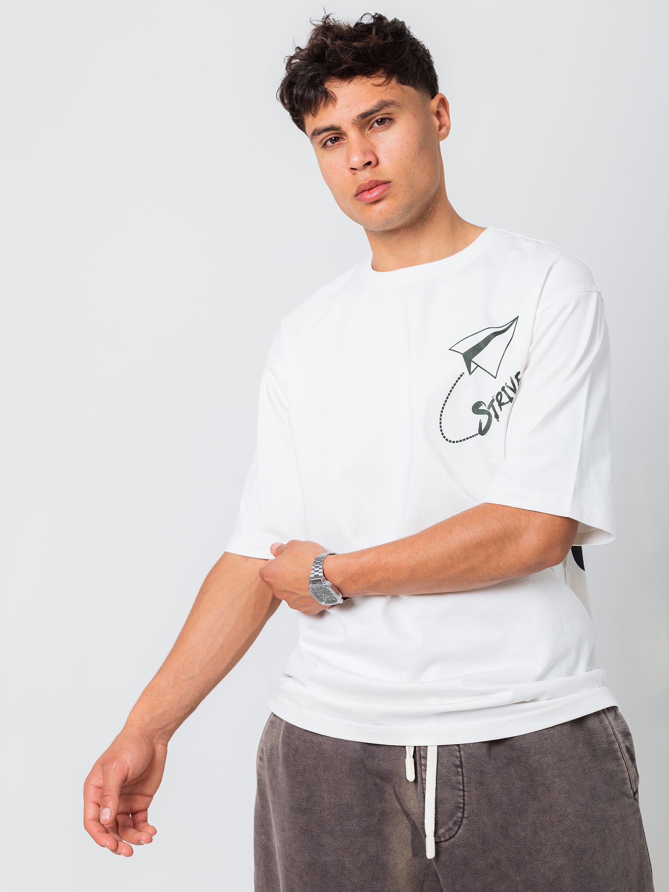 OVERSIZED PRINTED TEE  STRIVE - Off-White