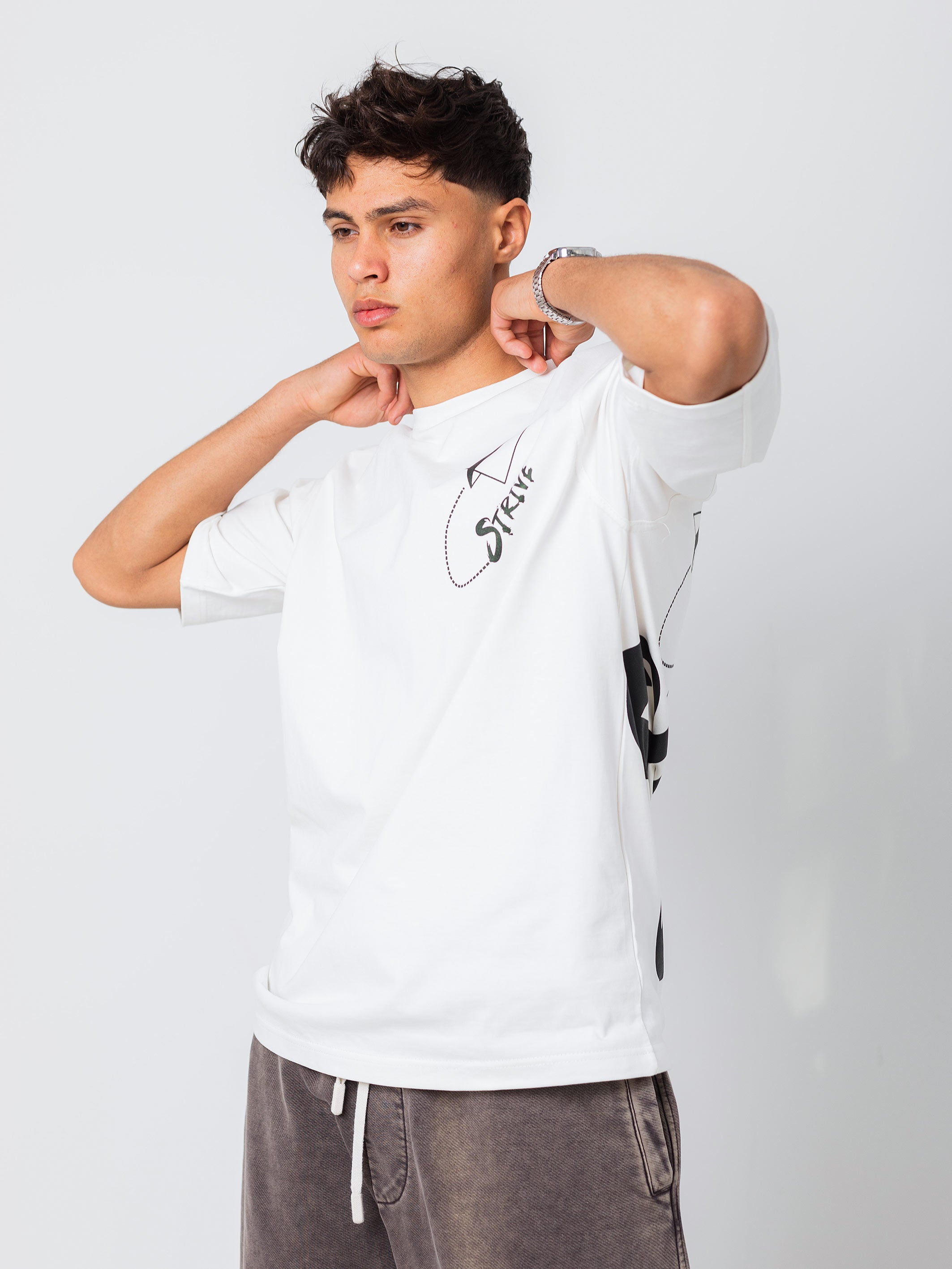 OVERSIZED PRINTED TEE  STRIVE - Off-White