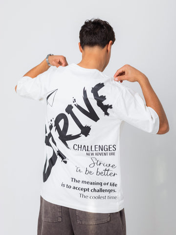 OVERSIZED PRINTED TEE  STRIVE - Off-White