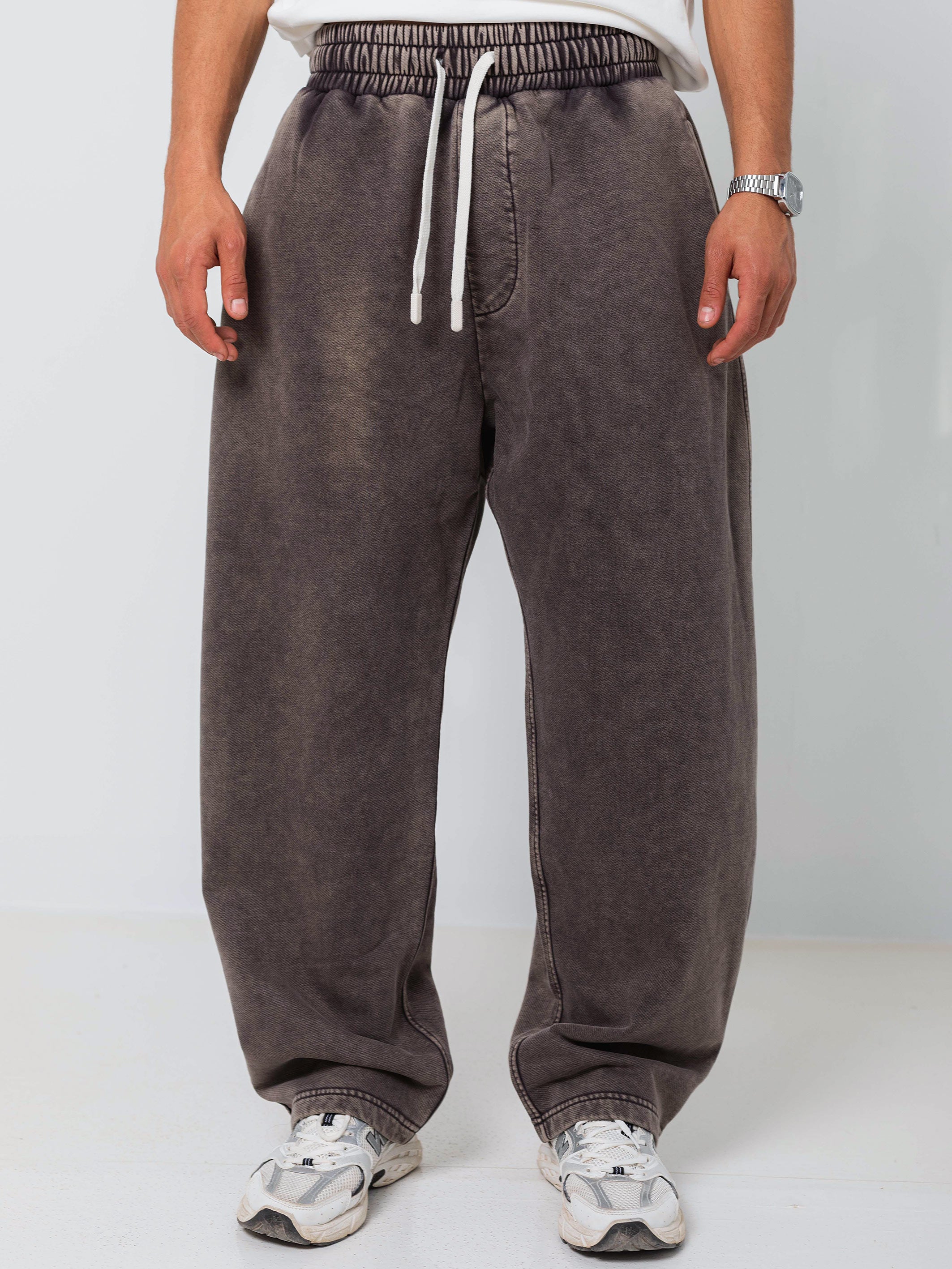 Ballon Fit Sweatpant-Washed - Brown