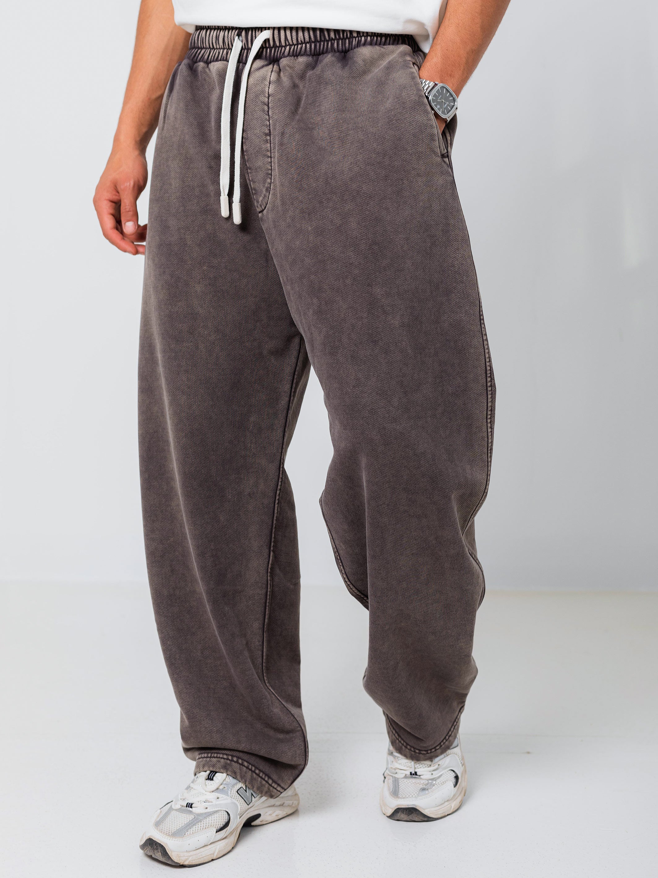 Ballon Fit Sweatpant-Washed - Brown