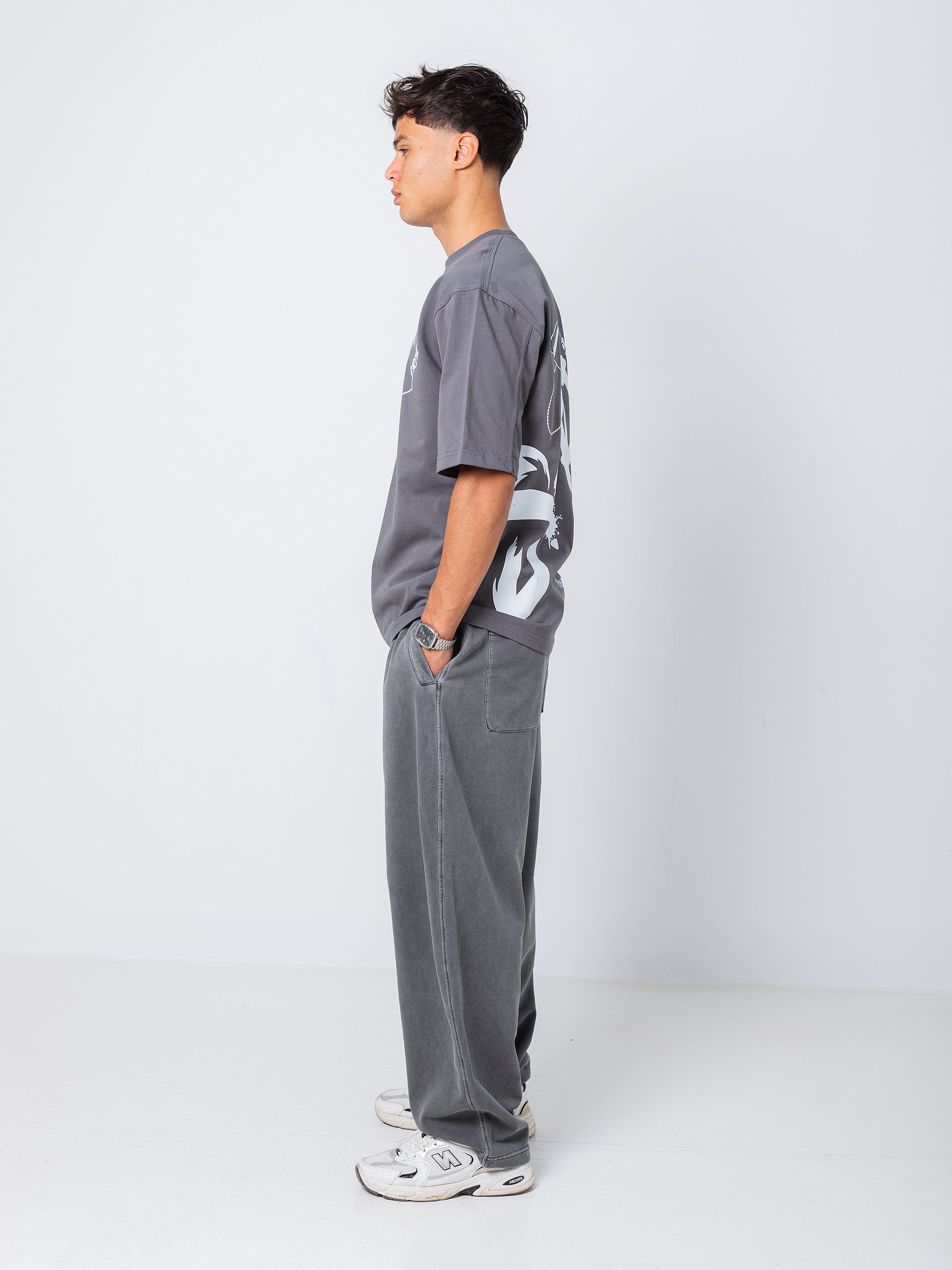 OVERSIZED PRINTED TEE  STRIVE - Grey