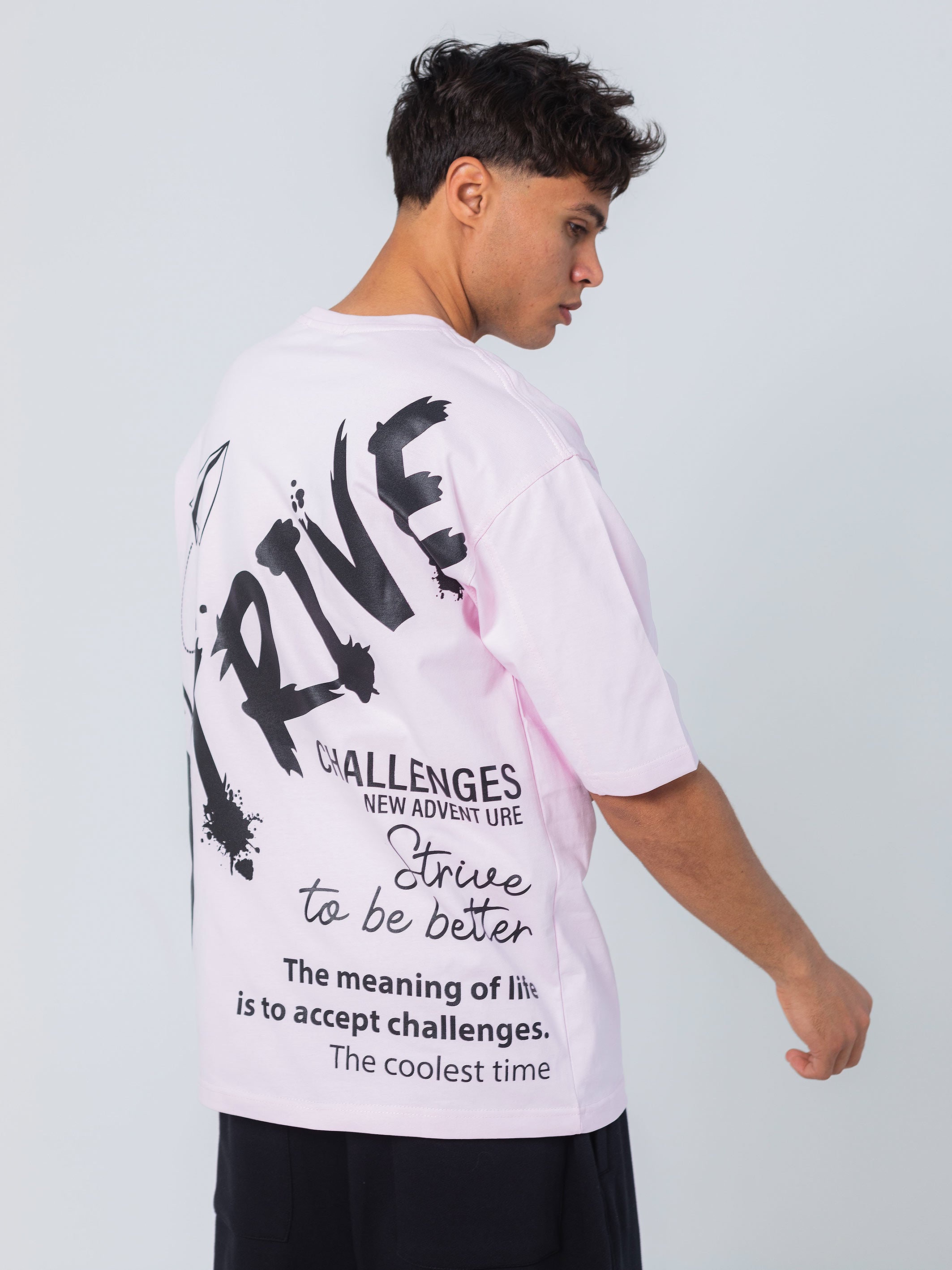 OVERSIZED PRINTED TEE  STRIVE - Pink