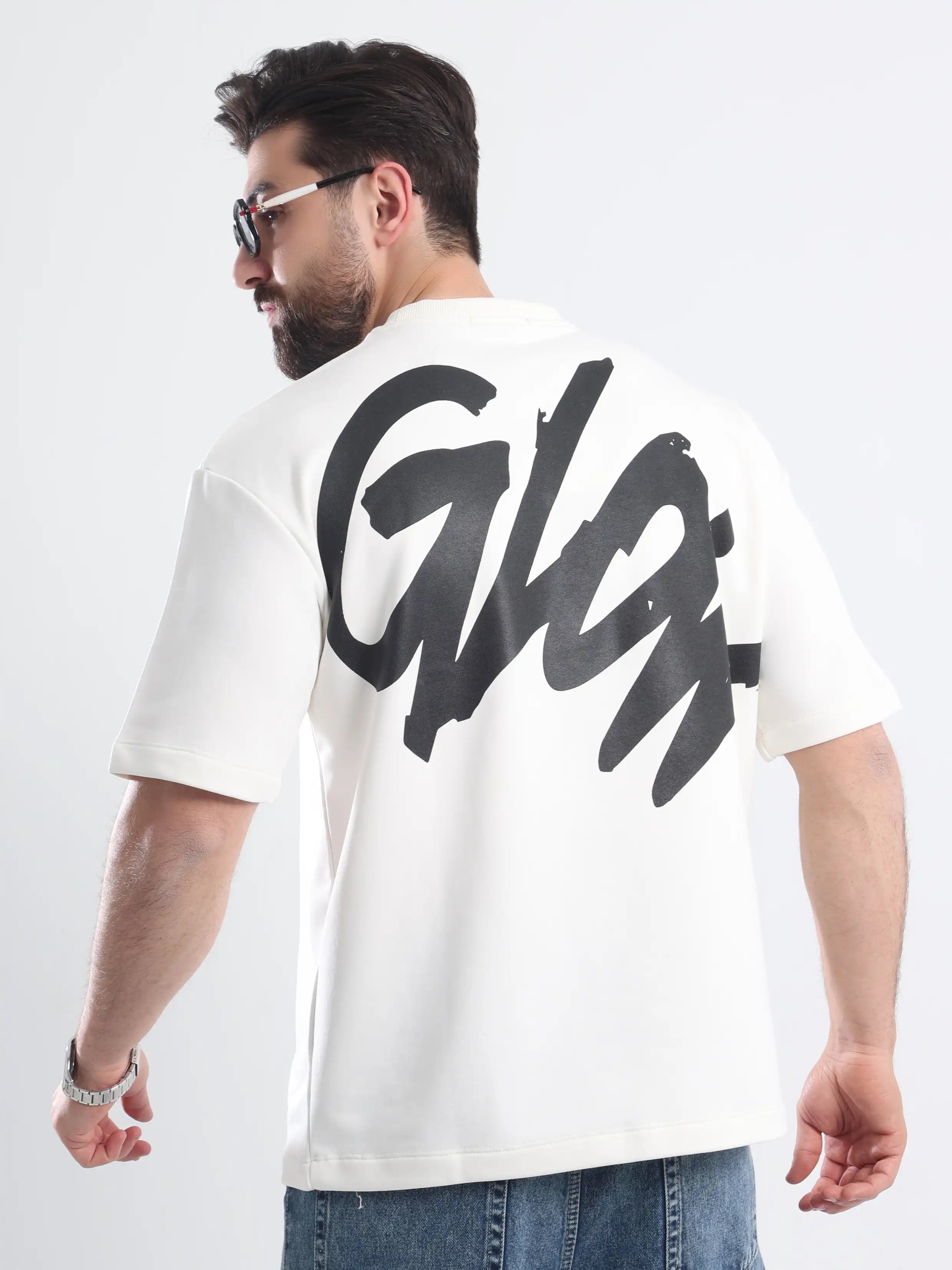 Oversized Printed Short Sleeve Tee - White