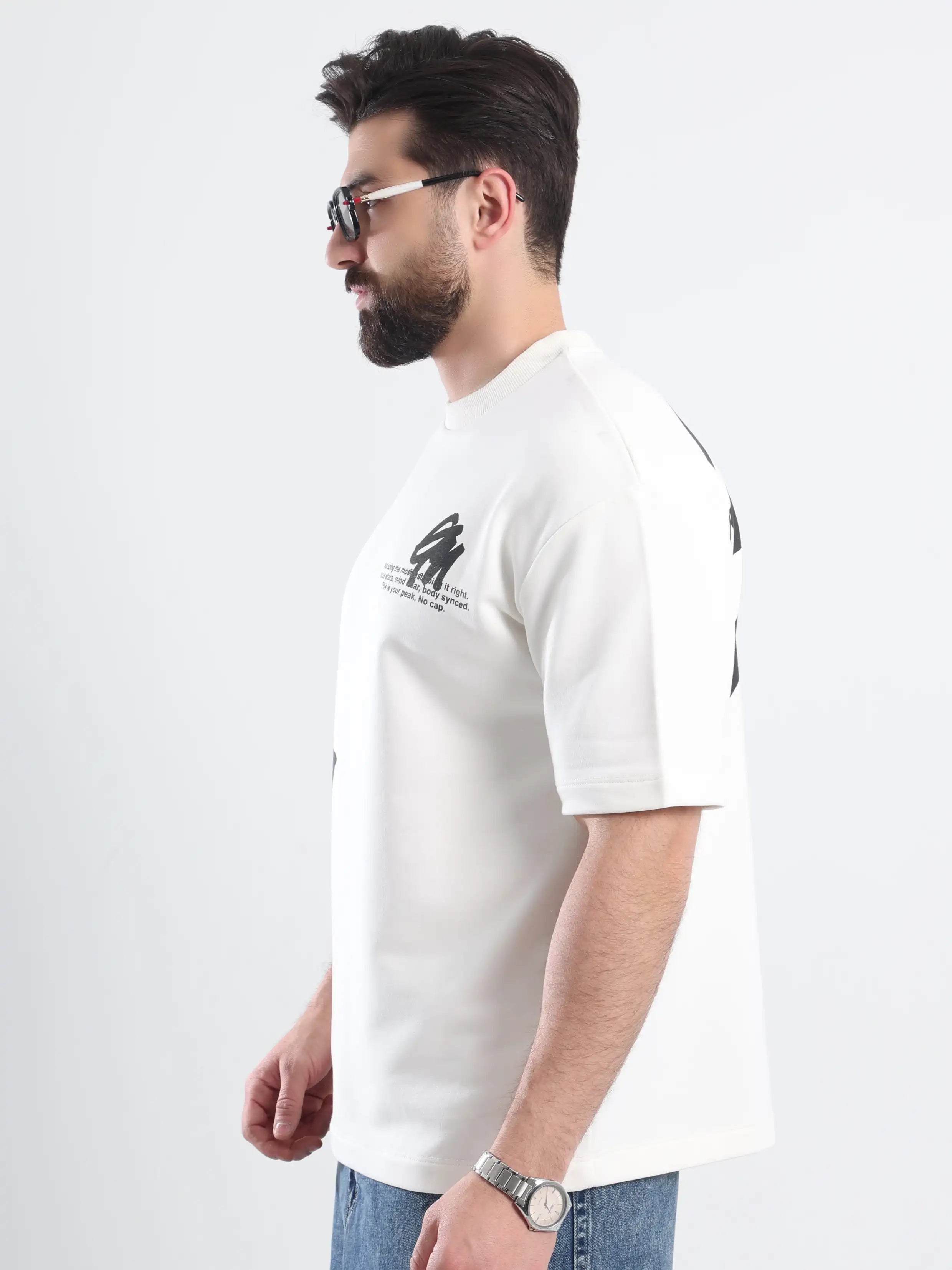 Oversized Printed Short Sleeve Tee - White