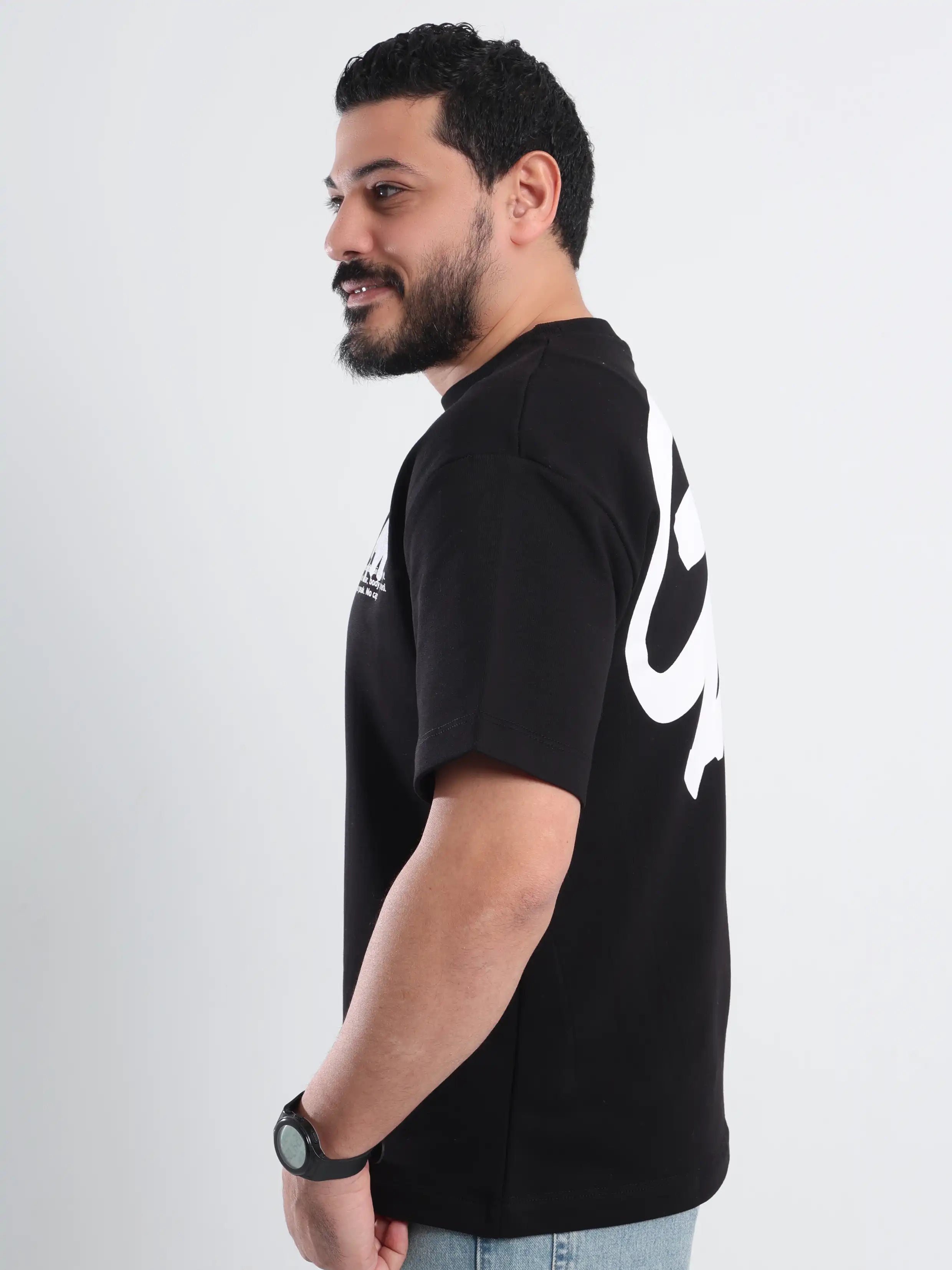 Oversized Printed Short Sleeve Tee - Black