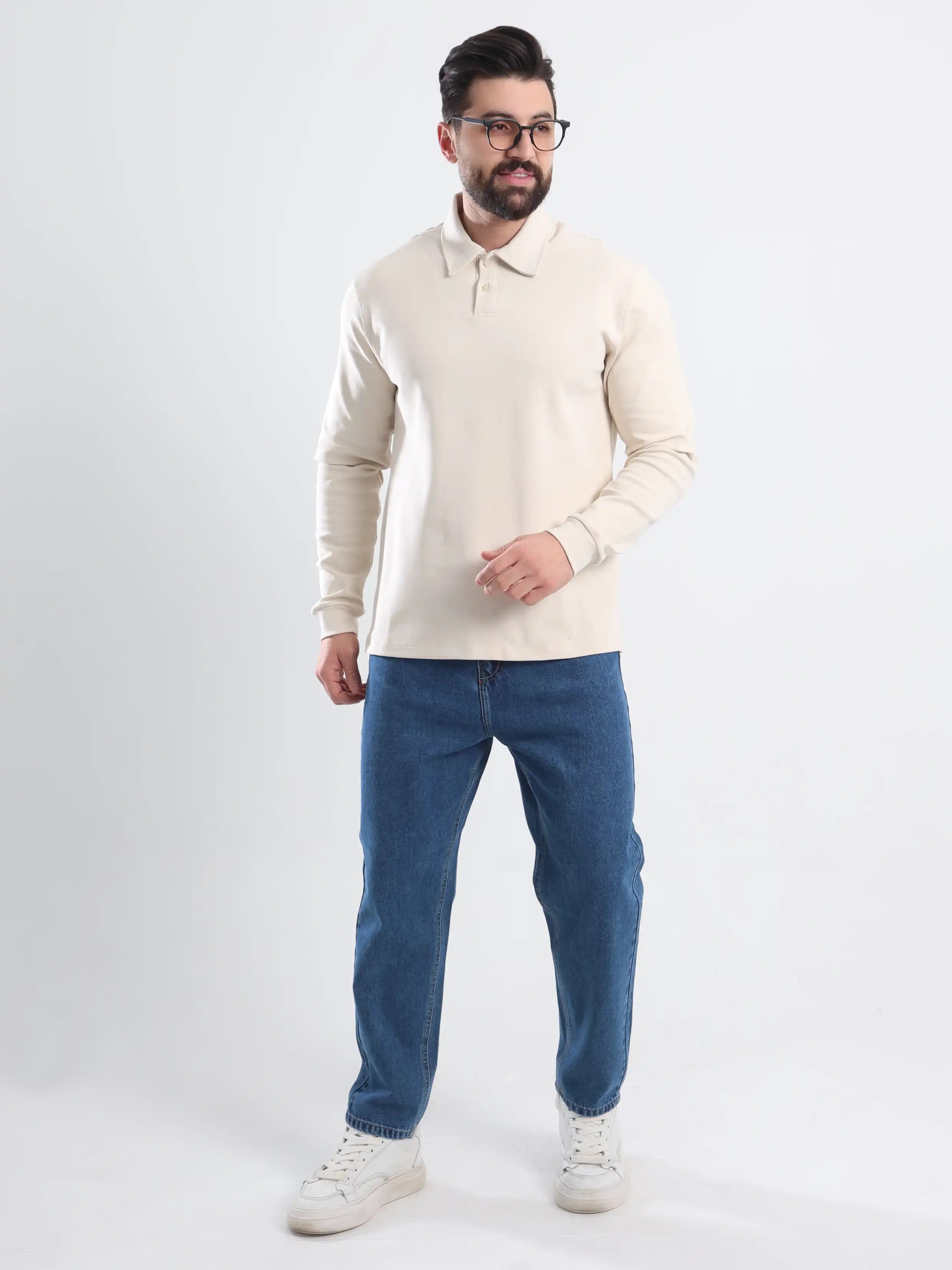 Polo Tee Relaxed fit Long sleeves - Beige