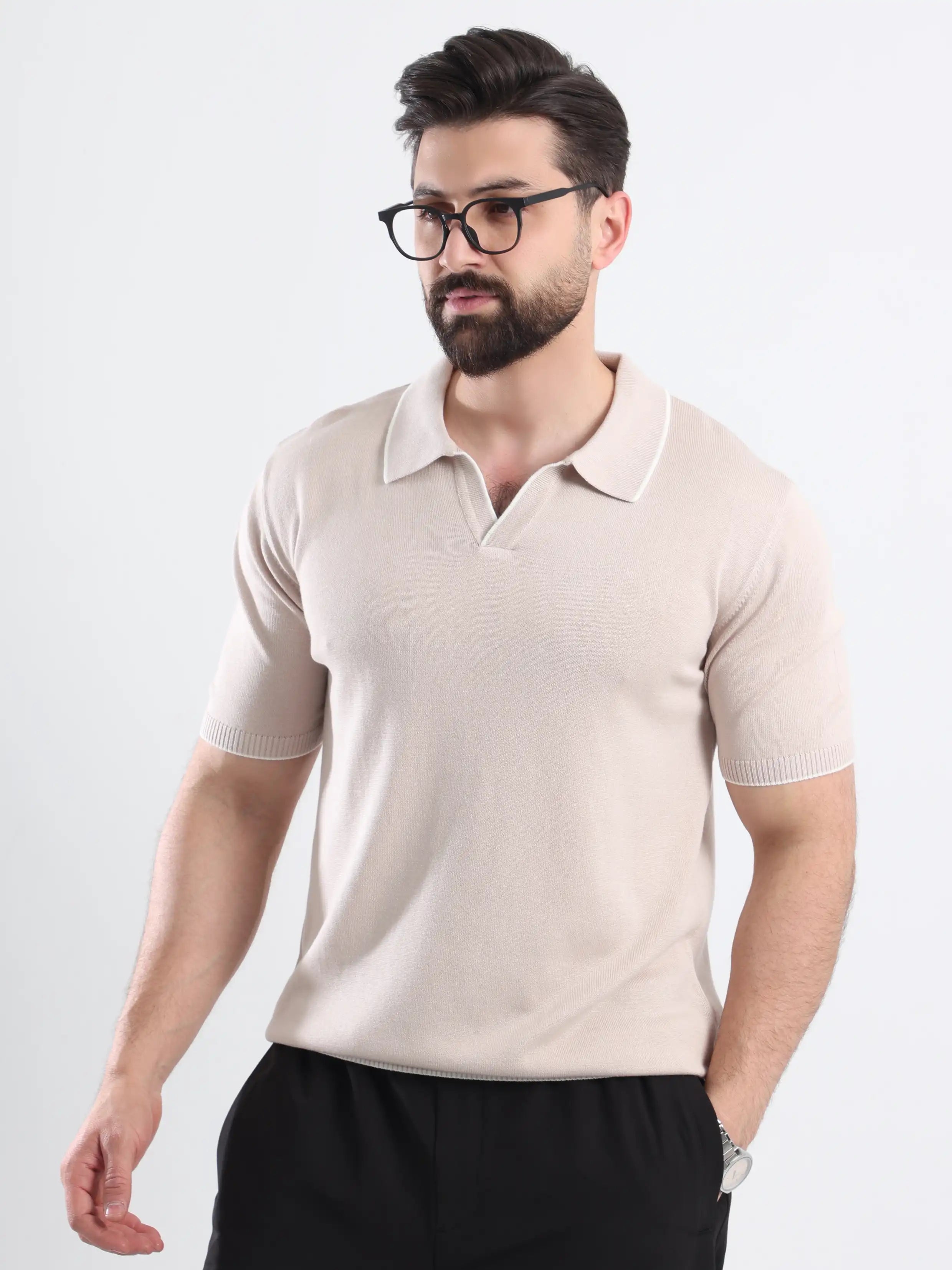 Soft Knit Polo Short sleeve - Beige