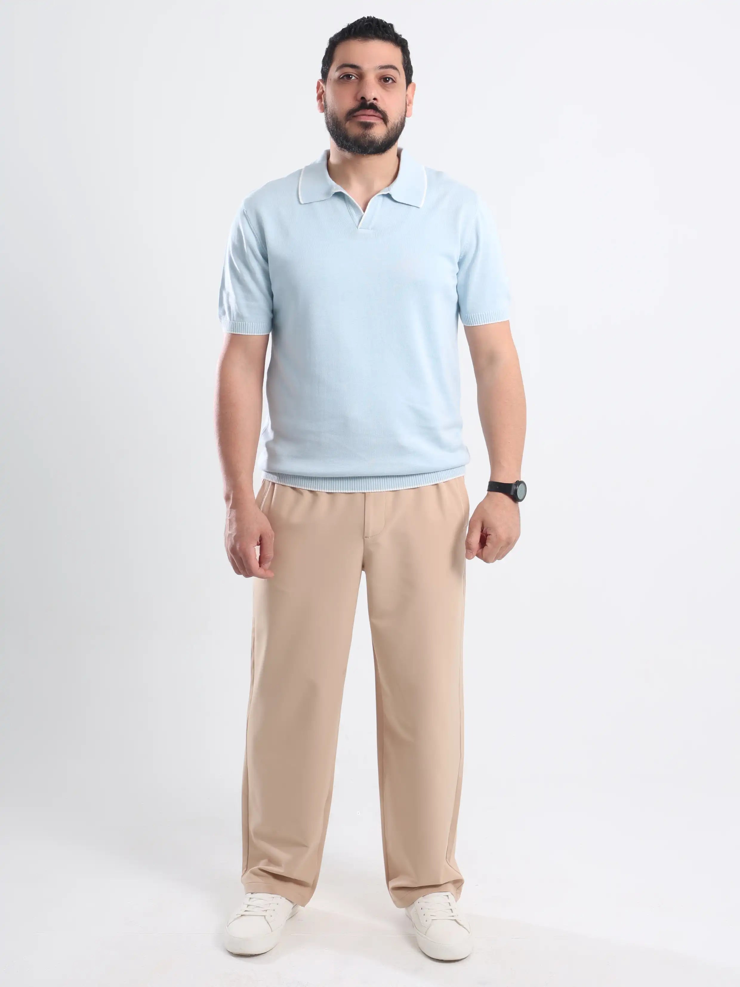 Soft Knit Polo Short sleeve - Light Blue